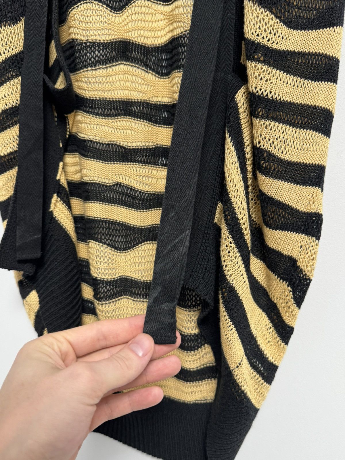 Diesel DIESEL Brand Black Beige Stripe Knit Sweater Cardigan Bolero Size XS / US 0-2 / IT 36-38 - 10 Thumbnail