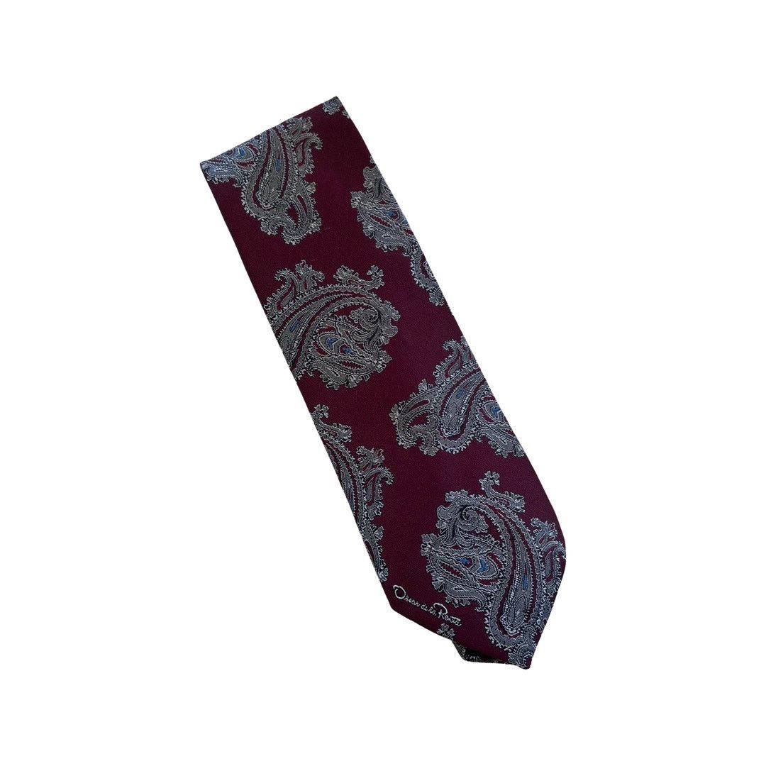 Oscar De La Renta Vintage Oscar de la Renta Studio Maroon Paisley Necktie Size ONE SIZE - 1 Thumbnail