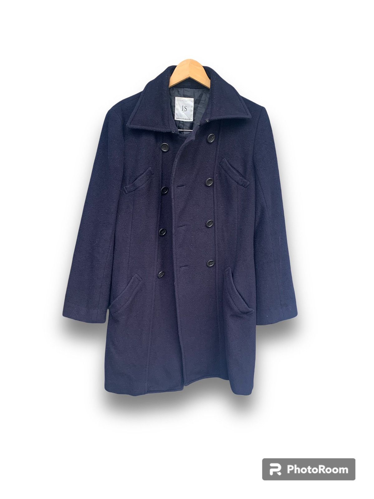 image of Issey Miyake x Sunao Kuwahara I.s Sunao Kuwahara Brested Wool Jacket in Navy, Women's (Size Small)