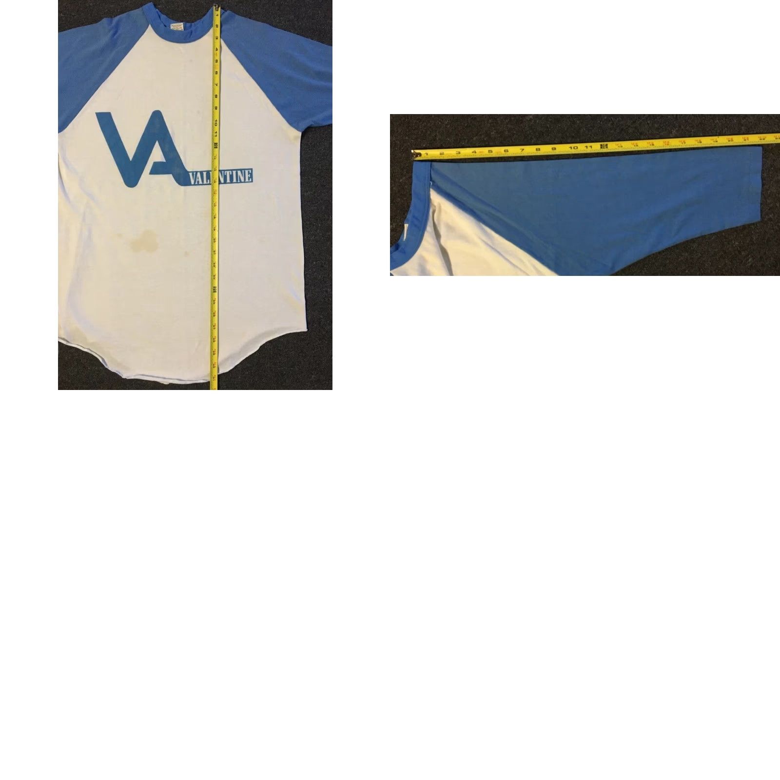 Valentino VINTAGE Russell Athletic Raglan Shirt L 3/4 Sleeve White/Blue Mens 70s 80s Grunge Punk Biker Track Retro 90s Fashion Destroyed Trucker USA Size US L / EU 52-54 / 3 - 10 Thumbnail