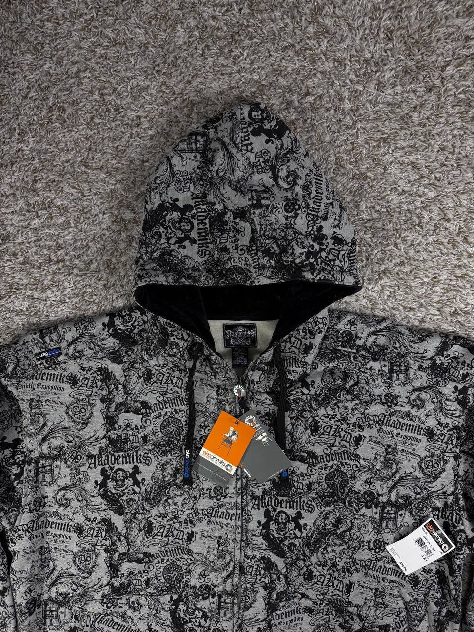 Akademiks Vintage Akademiks Y2K Gothic All Over Print Hoodie Hip Hop Size US XXL / EU 58 / 5 - 2 Thumbnail