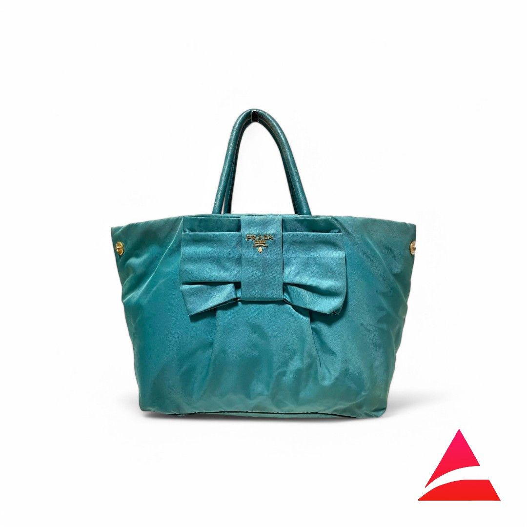 Prada Prada - Turqoise Ribbon Light Leather Vintage Gold Logo Size ONE SIZE - 1 Thumbnail