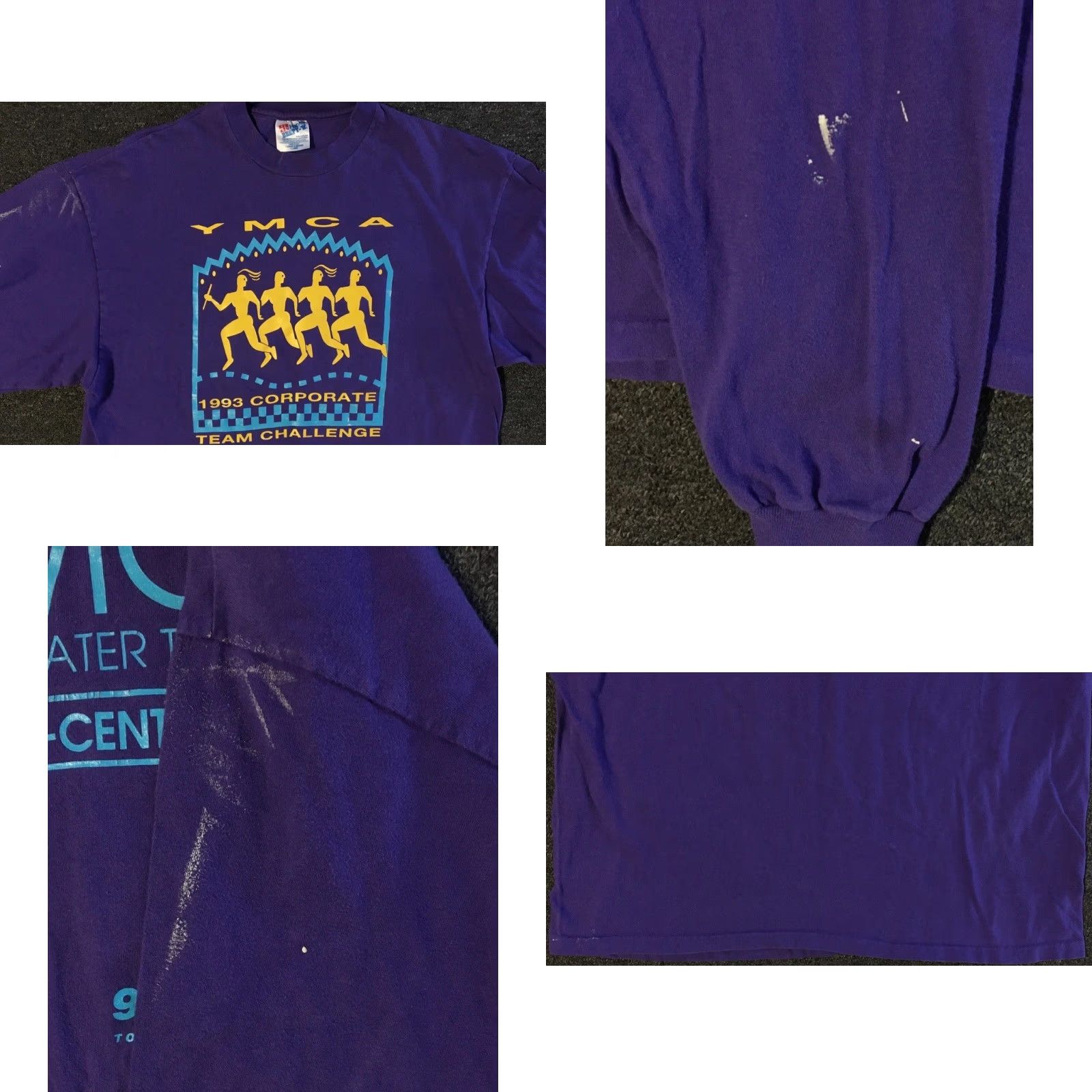 Nike VINTAGE Nike Faded YMCA Team Challenge Shirt XL Purple Distressed Swoosh Grunge 90s Team USA Basketball College Rock Sports Mentions Mens Tee Size US XL / EU 56 / 4 - 8 Thumbnail