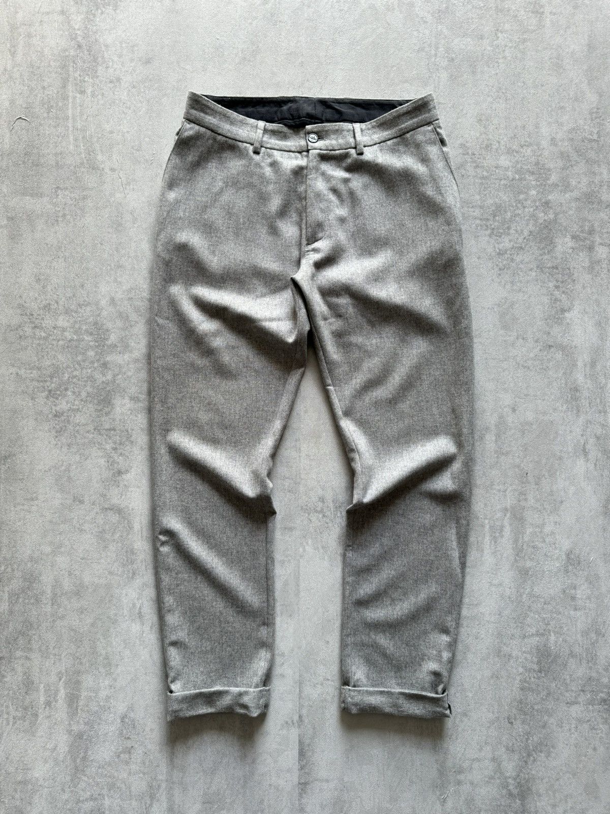 Designer RECYCLED Wool Pants Grey Trousers Uniform For DEDICATED Mens Size US 26 / EU 42 - 1 Thumbnail