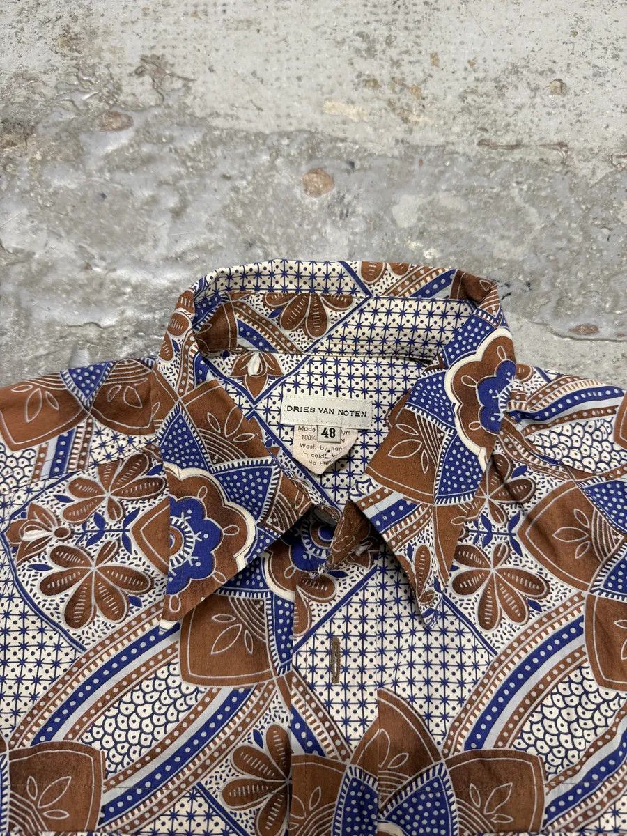 Dries Van Noten Dries Van Noten Brown & Blue Floral Short Sleeves Shirt Size US S / EU 44-46 / 1 - 5 Thumbnail