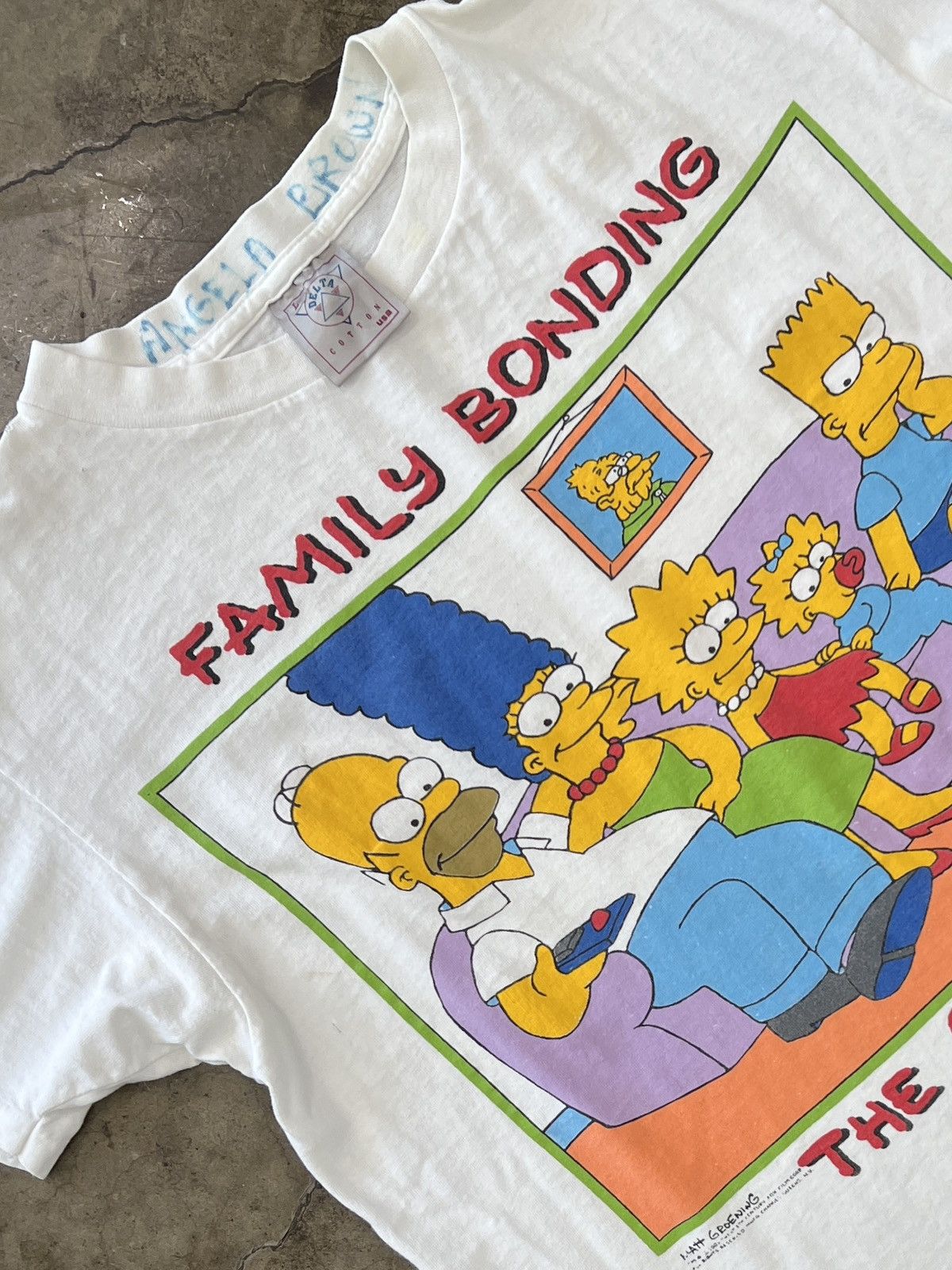 The Simpsons Vintage 90s Simpsons Family Bonding TV Single Stitch Large Size US L / EU 52-54 / 3 - 1 Thumbnail