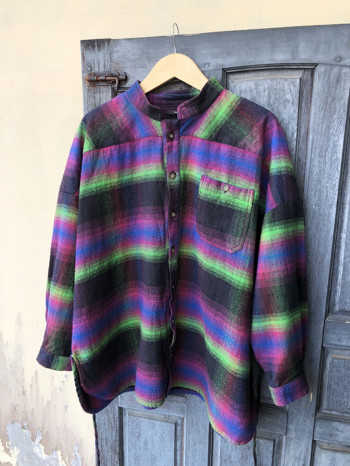 Japanese Brand Kastane Trippy Psychedelic Loose Oversize Flannel Size US XXL / EU 58 / 5 - 5 Thumbnail