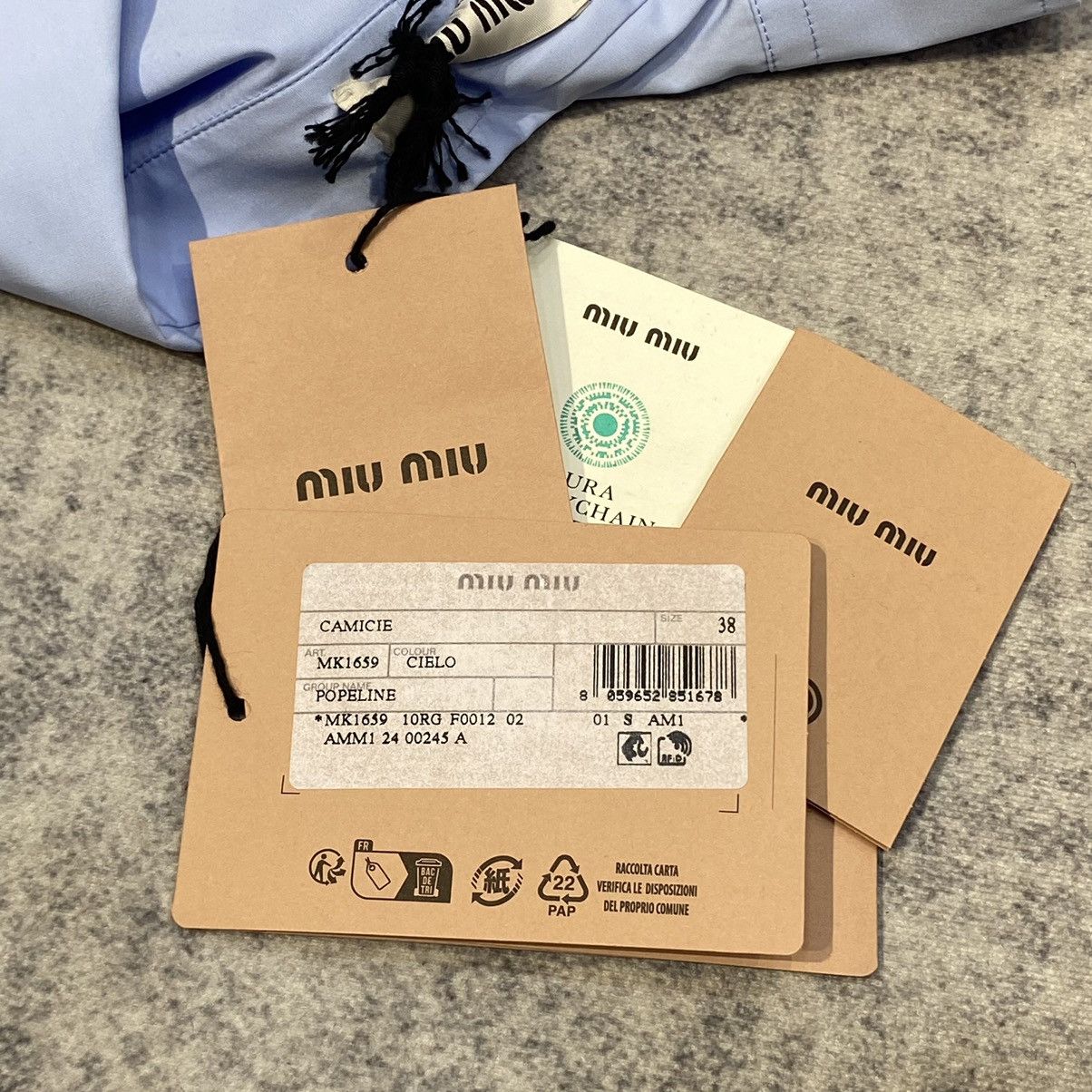 Miu Miu MIU MIU Poplin Shirt LIGHT BLUE Size XS / US 0-2 / IT 36-38 - 13 Thumbnail