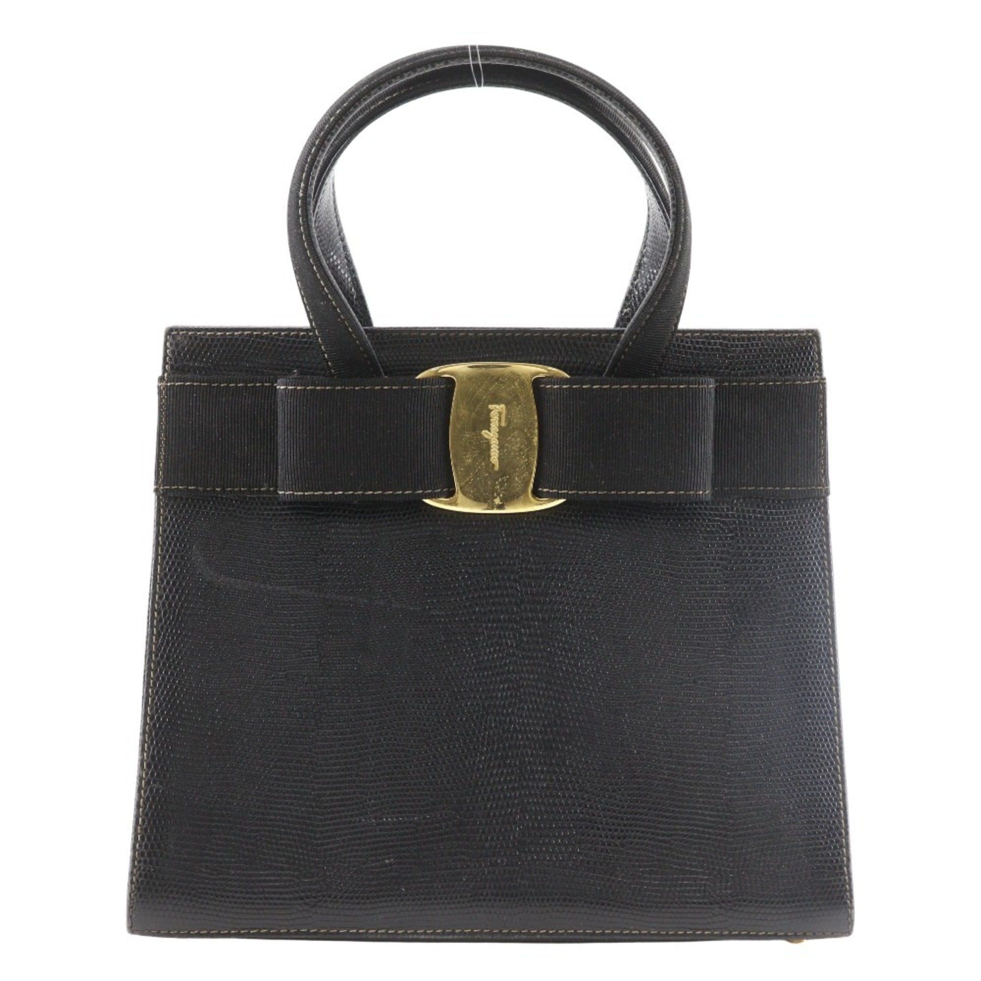 Salvatore Ferragamo Salvatore Ferragamo Vara Ribbon Handbag BA214178, Embossed Leather, Black, Magnetic closure, Women's Size ONE SIZE - 1 Thumbnail