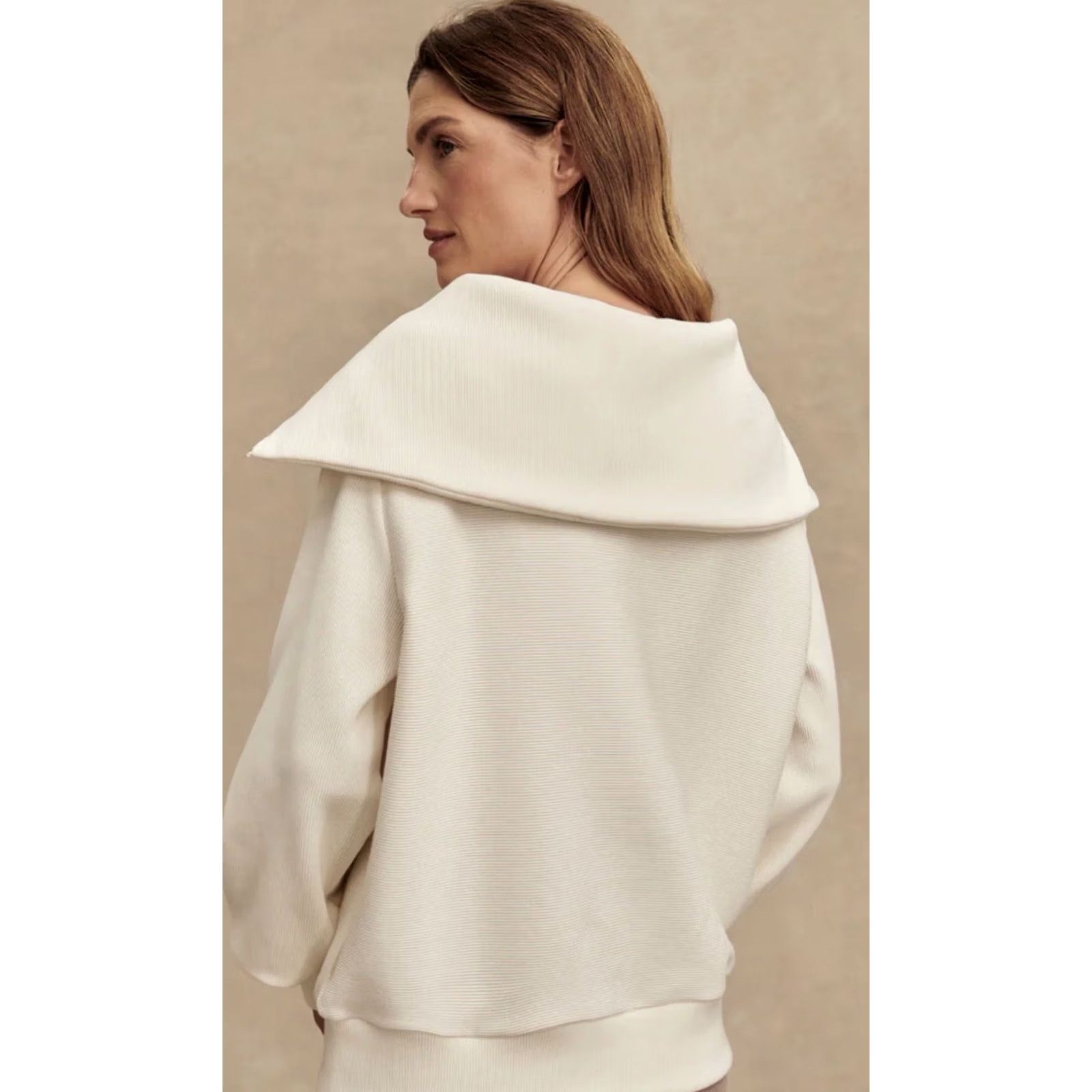 Varley Varley Womens Sweatshirt Vine Half Zip High Neck 2XS White Balloon Sleeve Pullover Size XXS / US 00 / IT 34 - 4 Thumbnail