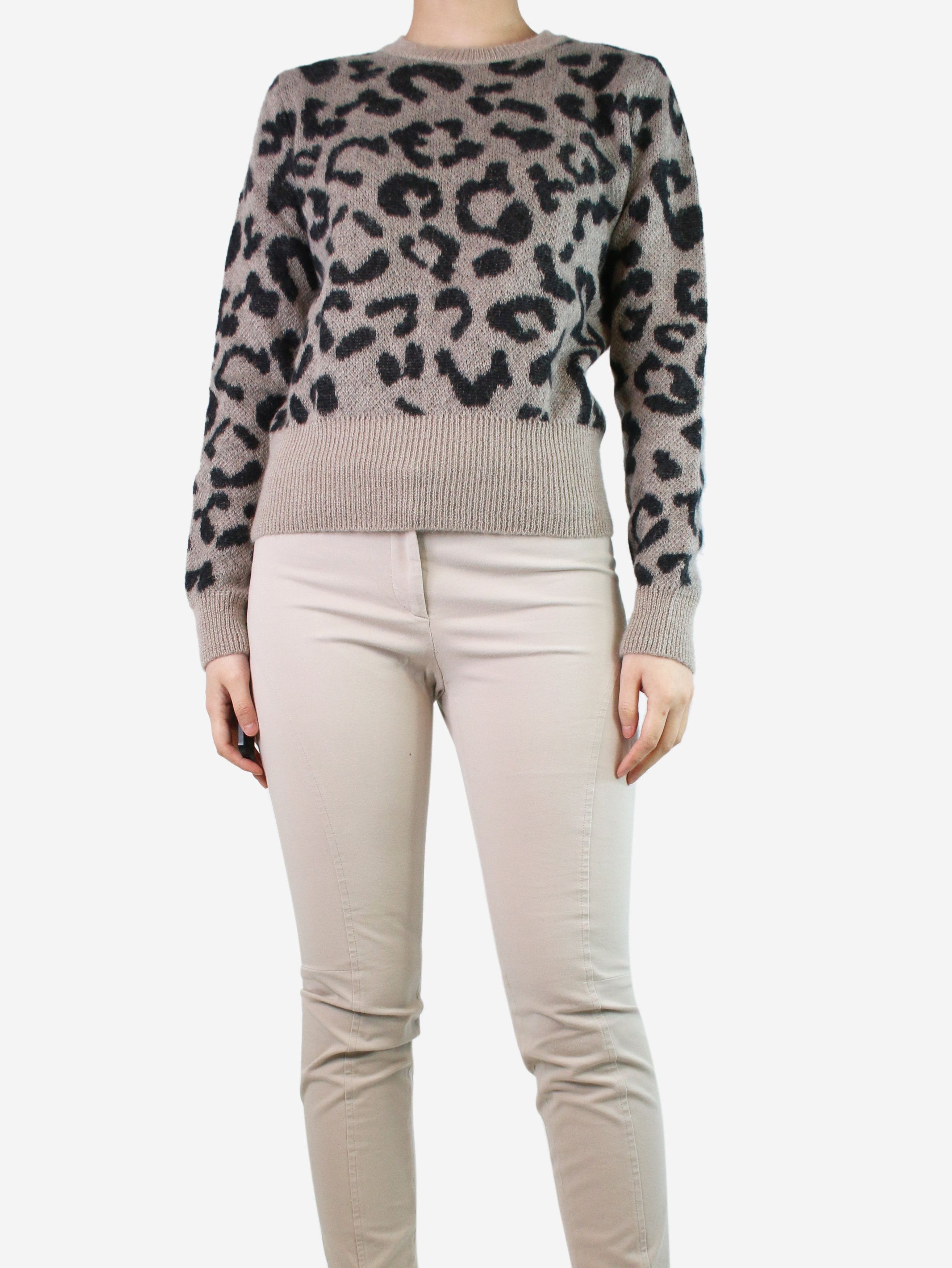 image of Max Mara Neutral Animal-Print Mohair Jumper - Size L, Women's