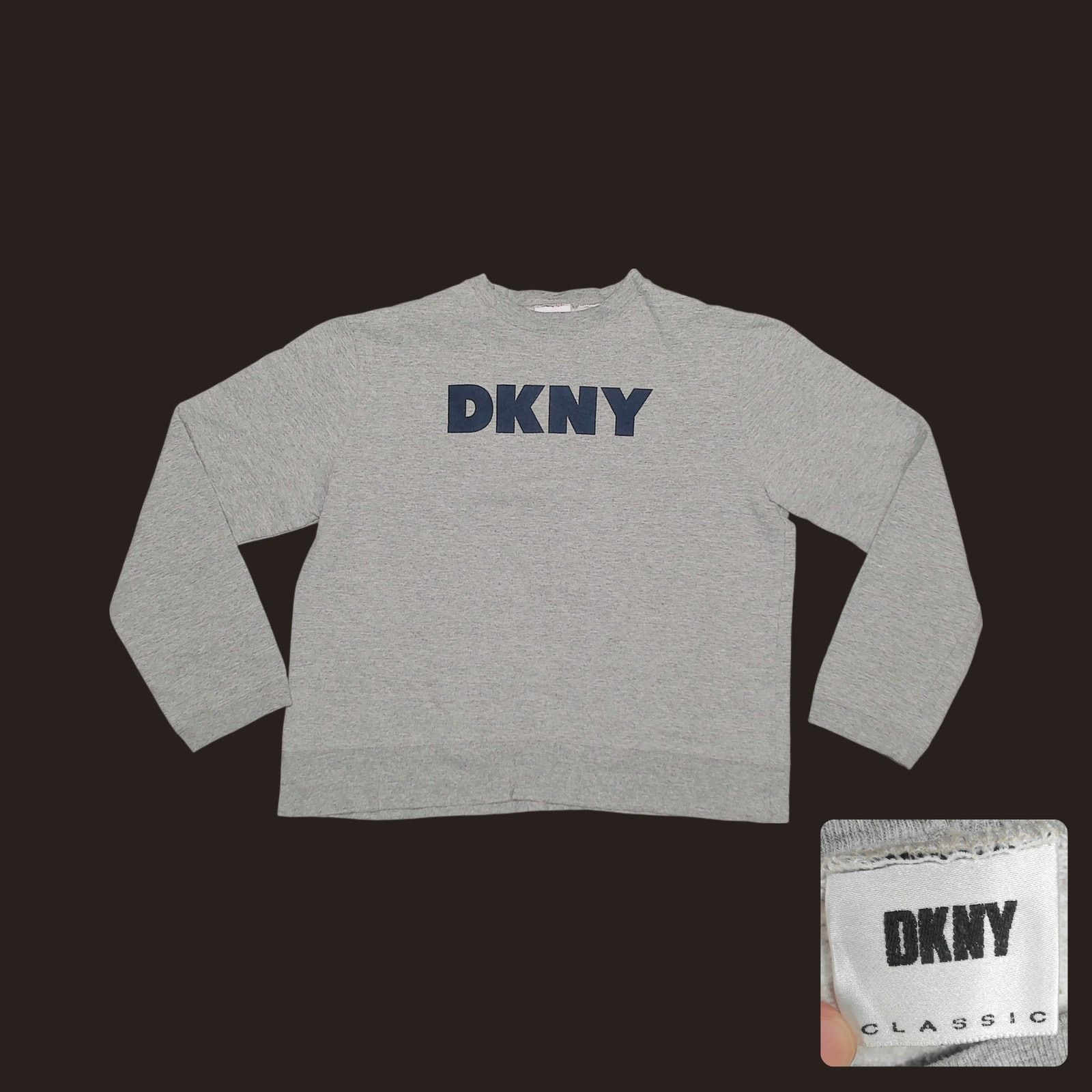 DKNY DKNY Vintage 90s Boxy Cropped Spellout Sweatshirt Size L / US 10 / IT 46 - 1 Thumbnail