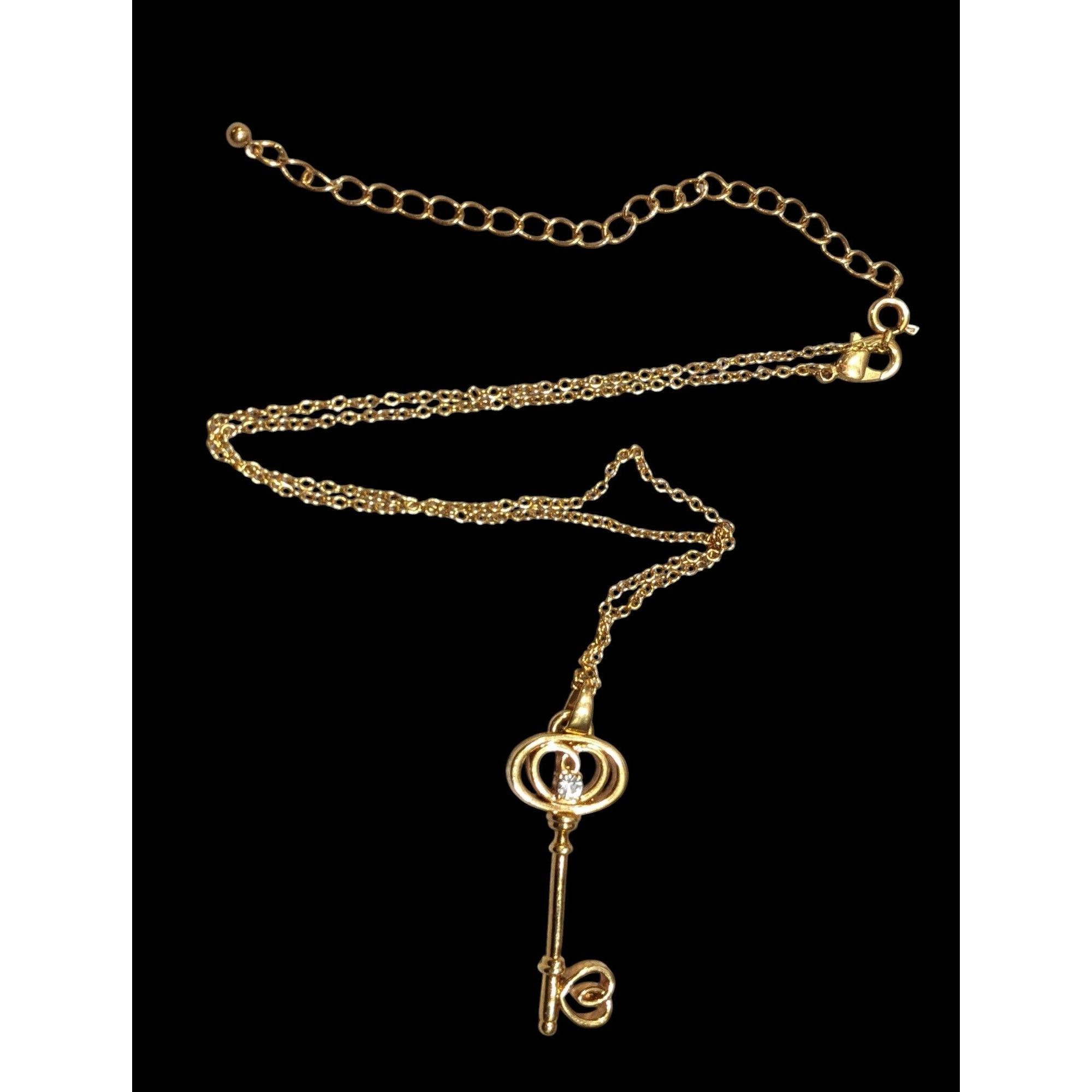 Other Whimsical Fantasy Gold Tone Skeleton Key Pendant Necklace Size ONE SIZE - 1 Thumbnail