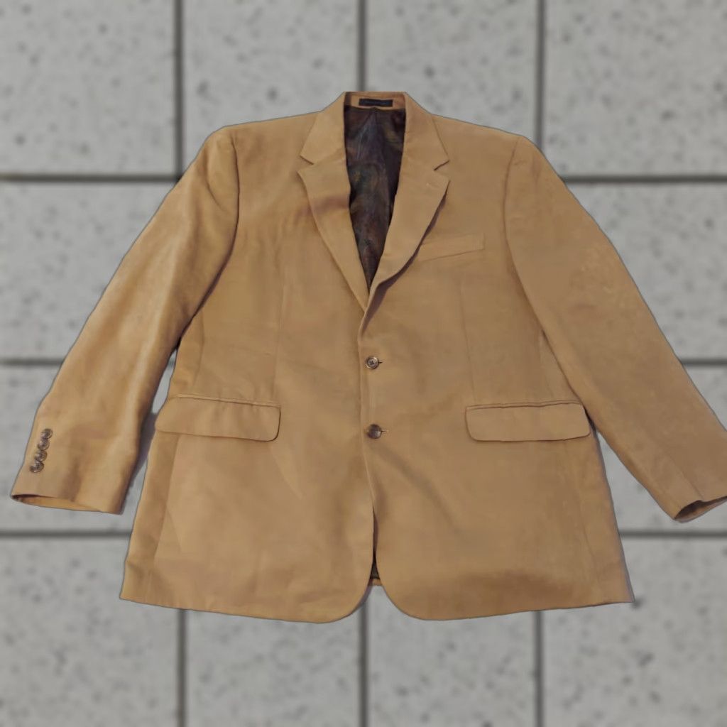 Polo Ralph Lauren Polo Ralph Lauren Blazer 44R Mens Beige Cotton Solid Single-Breasted Notch Lapel Jacket Regular Size Mens Size US XXL / EU 58 / 5 - 1 Thumbnail