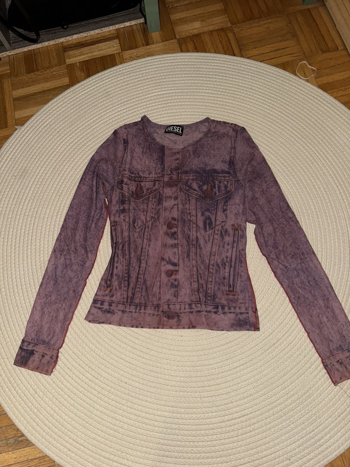 Diesel Diesel Violet Denim Jacket Mesh Tee Size S / US 4 / IT 40 - 1 Thumbnail