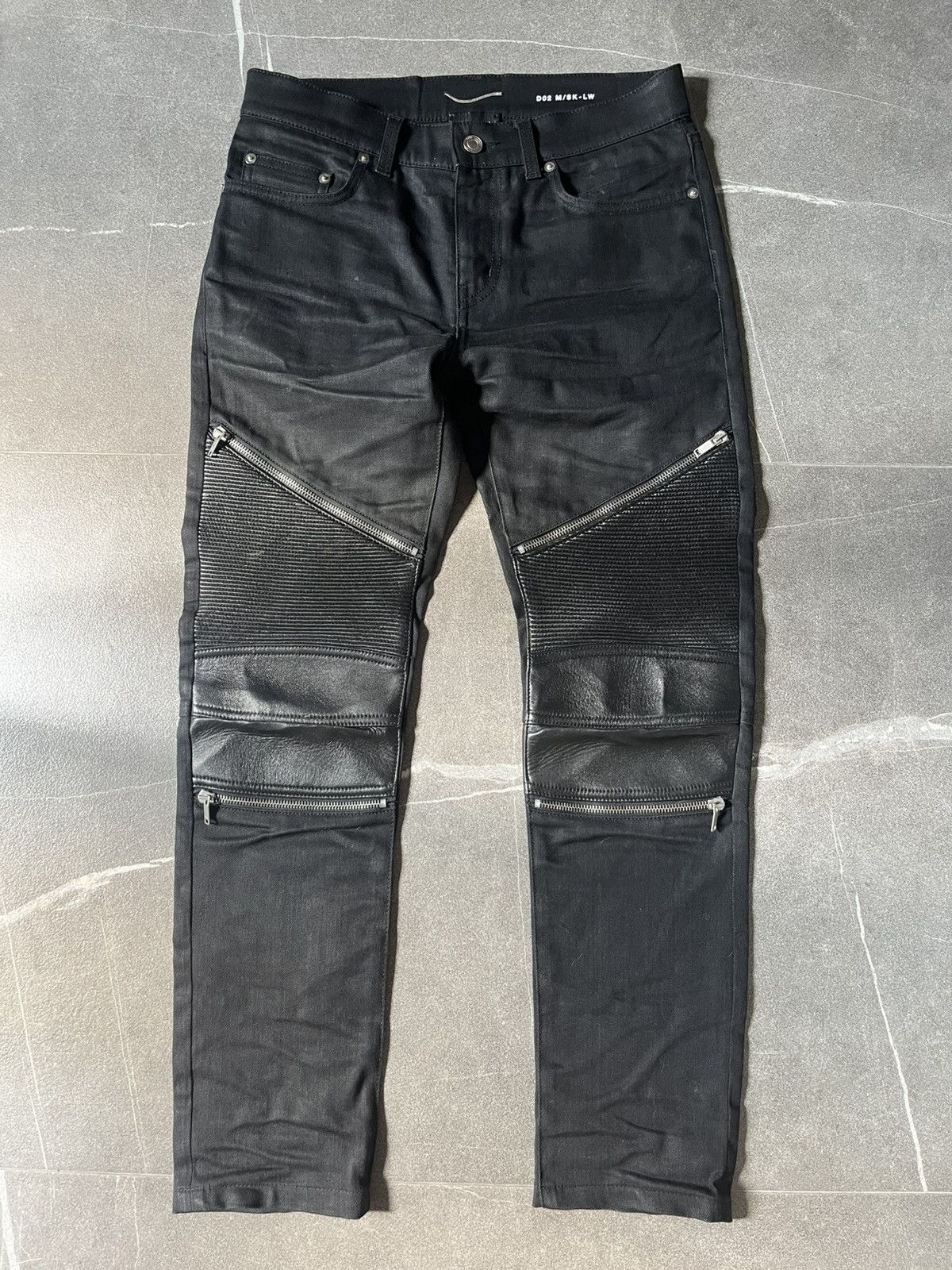 Saint Laurent Paris Saint Laurent Leather Panel Zipper Denim Size US 29 - 2 Thumbnail