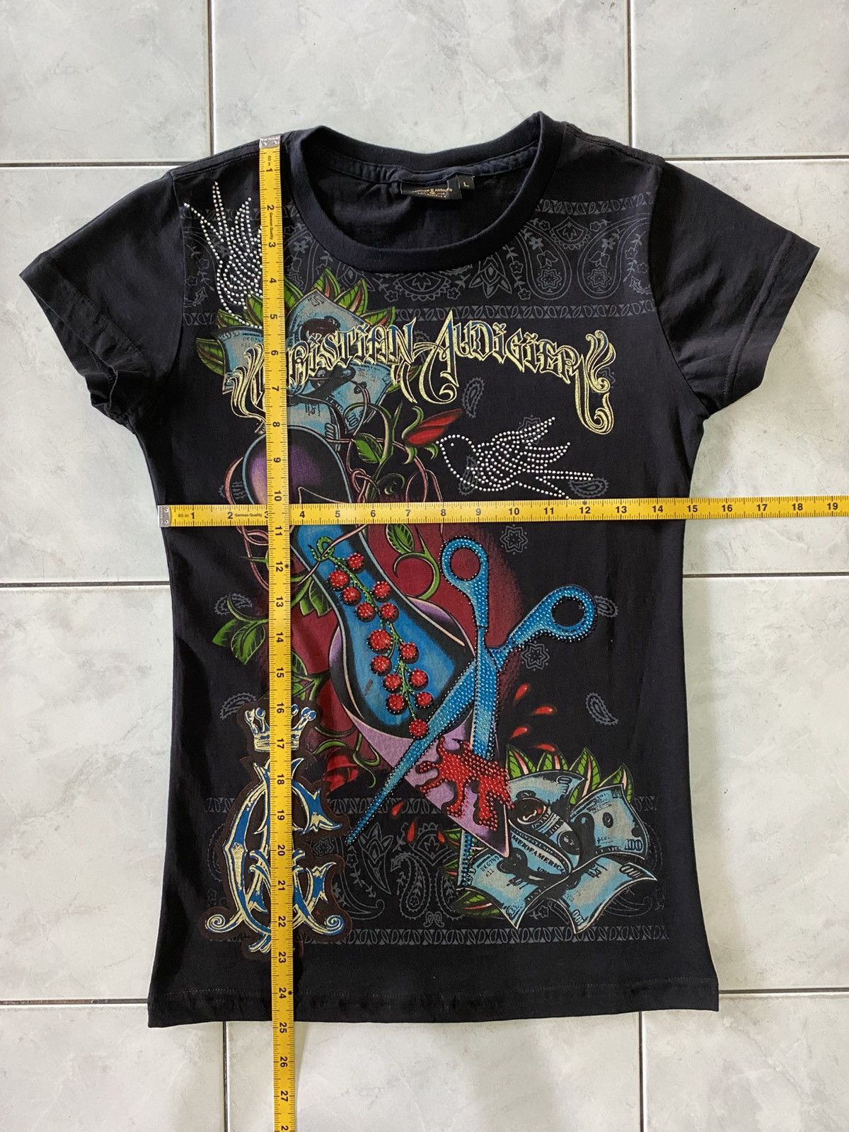 Christian Audigier Christian Audigier Tattoo Rose Scissor Design Front & Back Size L / US 10 / IT 46 - 15 Thumbnail