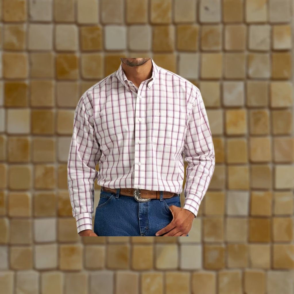 Wrangler WRANGLER Shirt Plaid Button-Up Long Sleeve XLT Mens Brown Cotton Western Pattern Plaid Casual Classic FIT Color: Brown Size US XL / EU 56 / 4 - 1 Preview