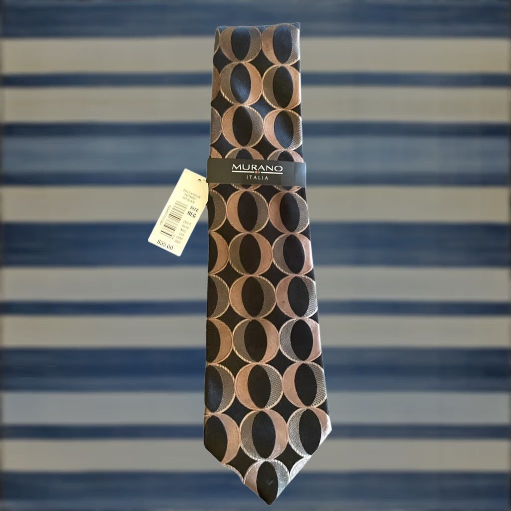 Murano VTG Murano Italia Silk Tie NWT Brown & Black Geometric Shaped Made In USA Men’s Tie Mens Adjustable Classic 57"-60" Silk Blend Geometric Shapes Size ONE SIZE - 1 Thumbnail