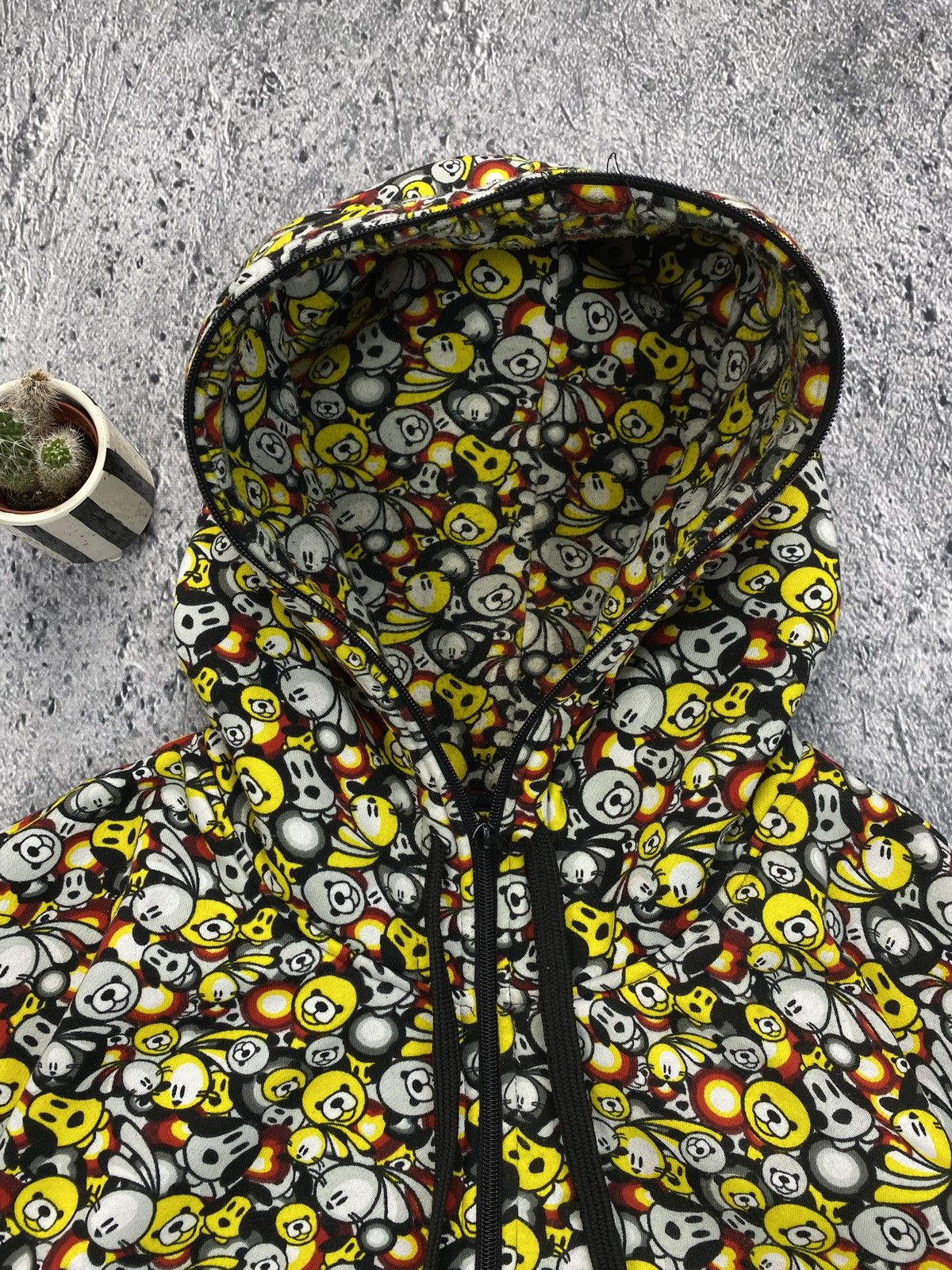Japanese Brand × Vintage Crazy Hoodie Raw Blue over Print Y2K uda boxy Size US XL / EU 56 / 4 - 3 Thumbnail