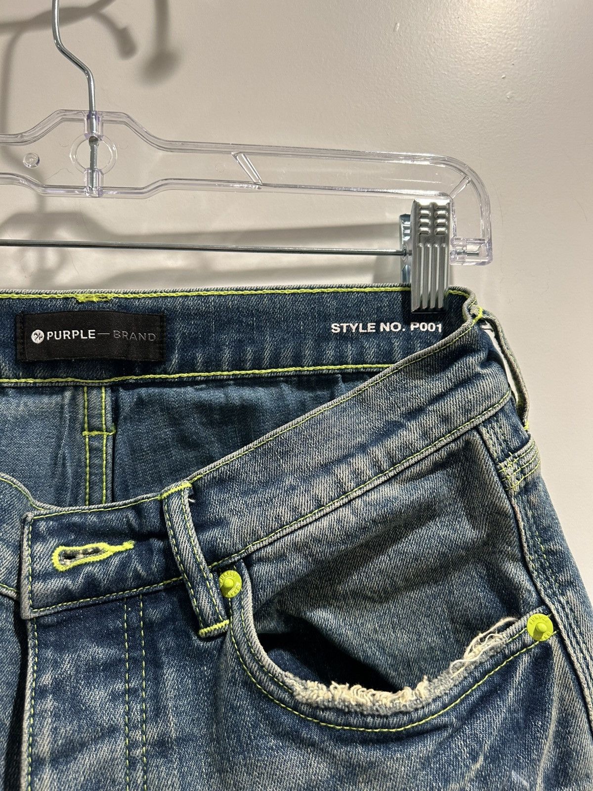 Purple Brand Purple Brand Distressed Blue Denim Jeans with Neon Rivets Size US 30 / EU 46 - 4 Thumbnail