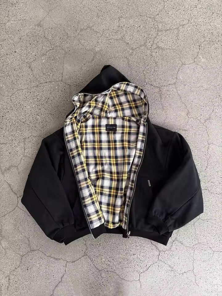 Japanese Brand 🔥 Black Hoodie with Riversible Plaid Lining | Streetwear Size US XXL / EU 58 / 5 - 5 Thumbnail