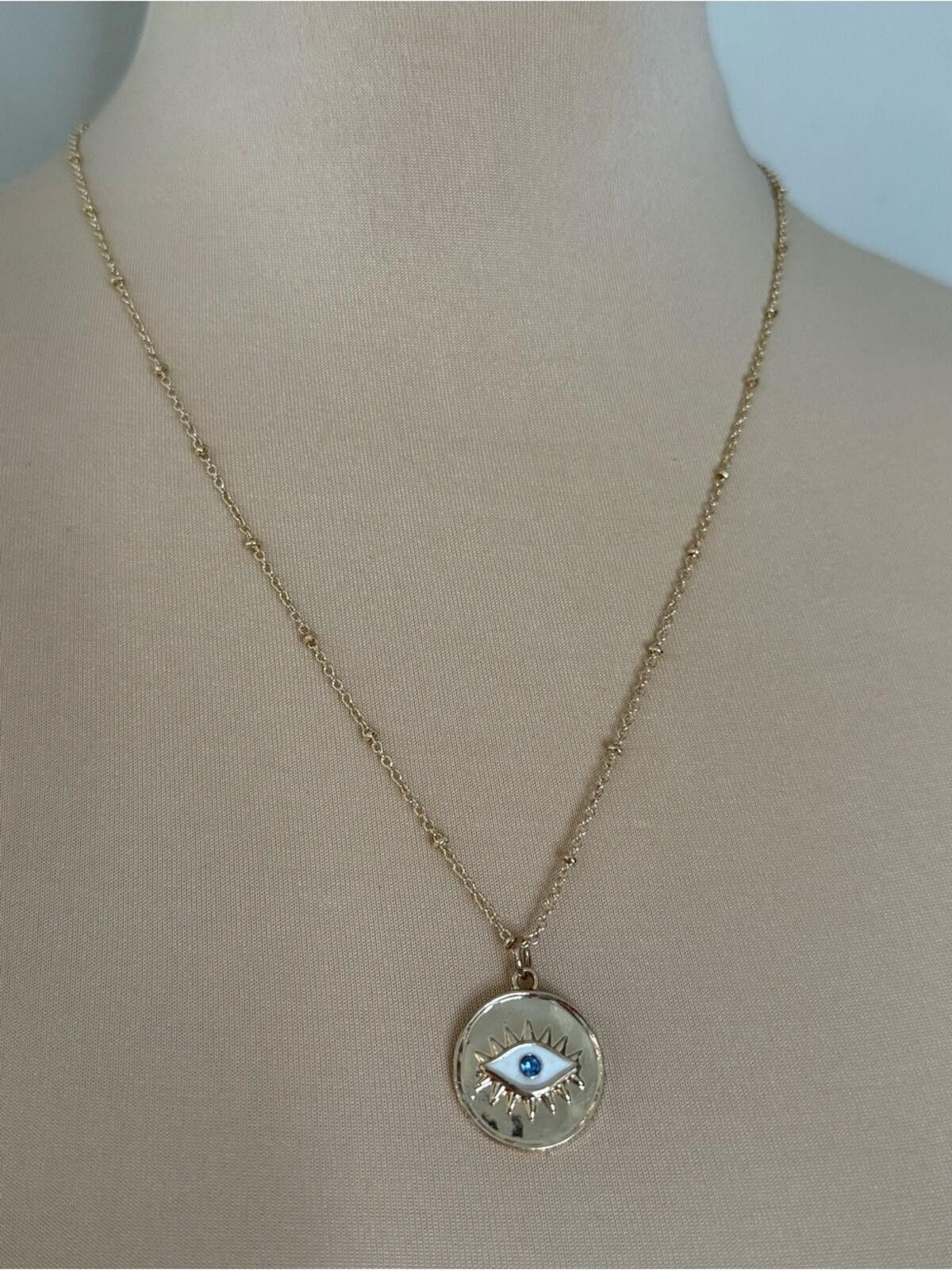 Other Evil eye necklace gold tone adjustable chain lobster clasp Size ONE SIZE - 1 Thumbnail