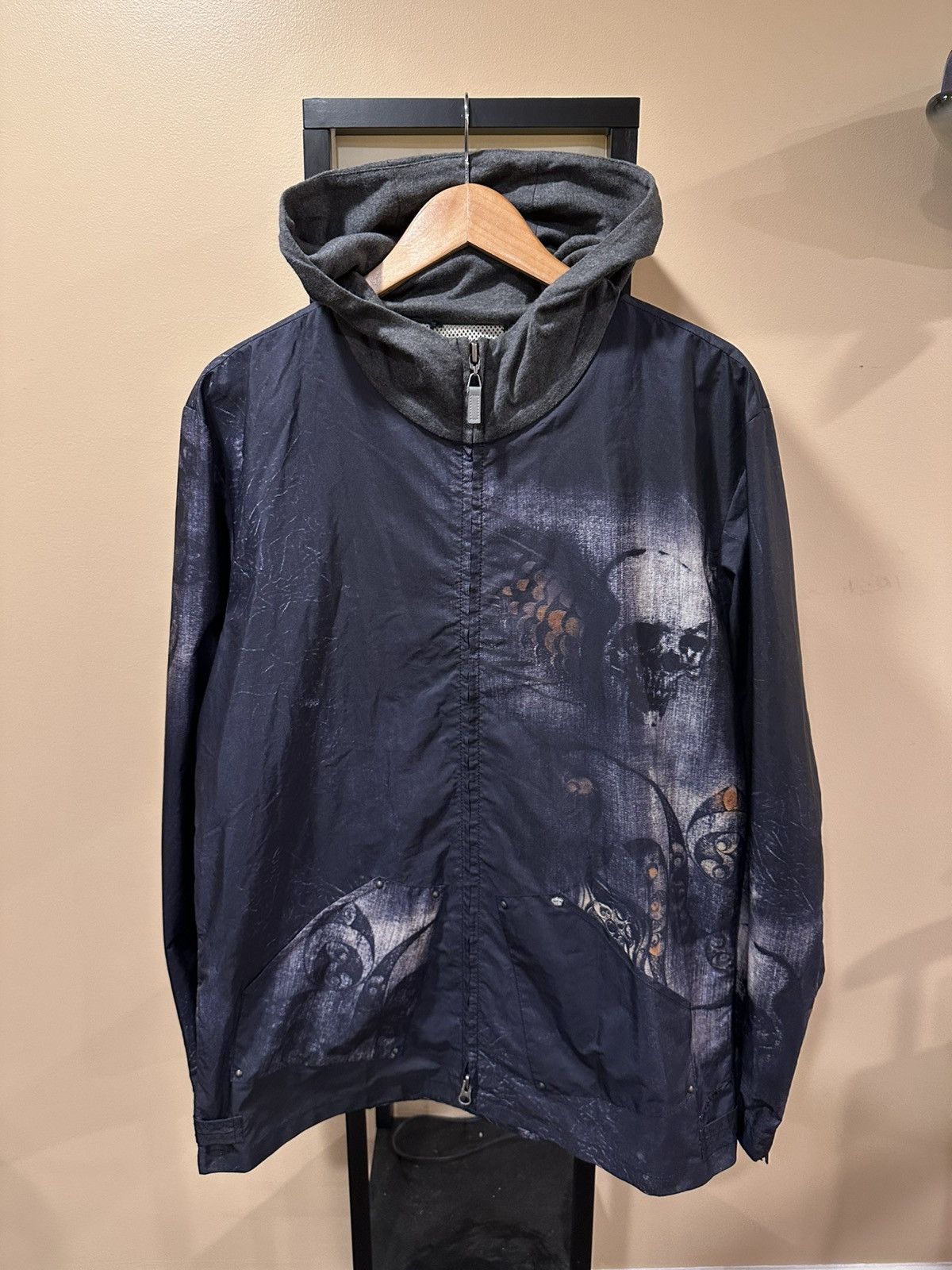 Robert Graham × Vintage Robert Graham Skull / Skeleton Black Windbreaker Zip Jacket Size US XL / EU 56 / 4 - 3 Thumbnail