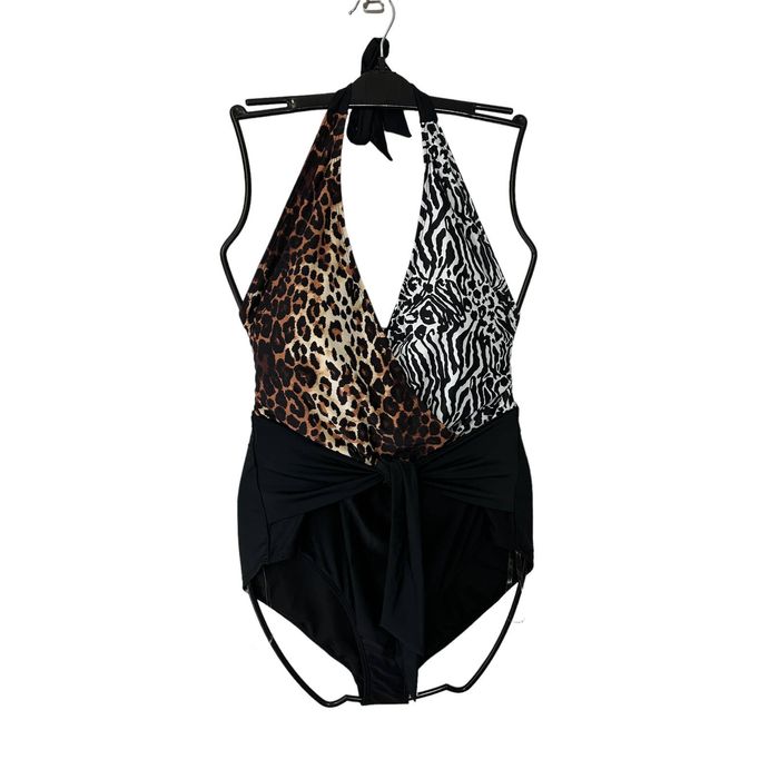 Nine West NINE WEST XXL Belted Animal Print 1Pc Swimsuit Grailed