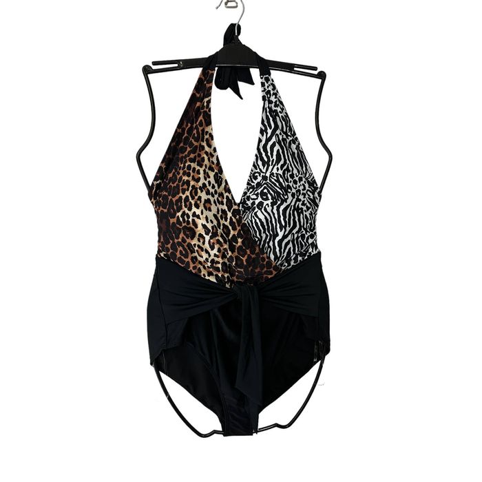 Nine West NINE WEST XXL Belted Animal Print 1-Pc Swimsuit | Grailed