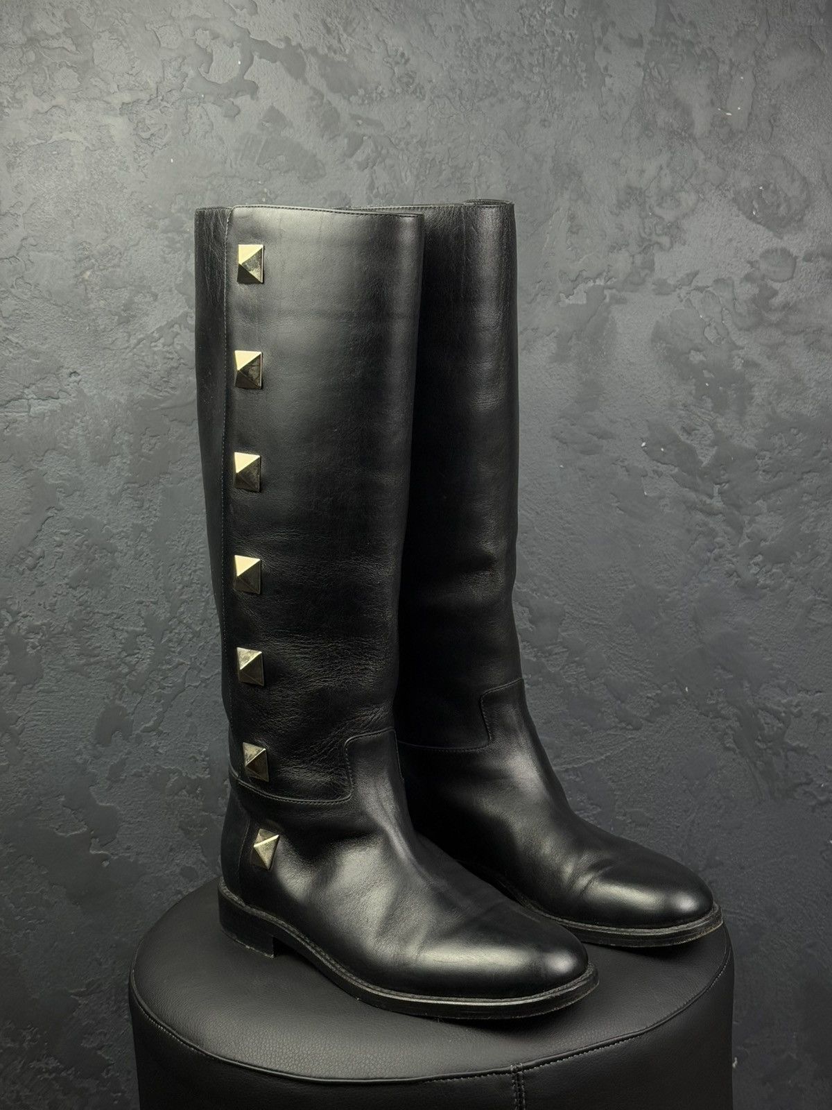 Valentino Valentino Garavani Rockstud Black Leather Women’s Knee Boots Size US 8 / IT 38 - 5 Thumbnail
