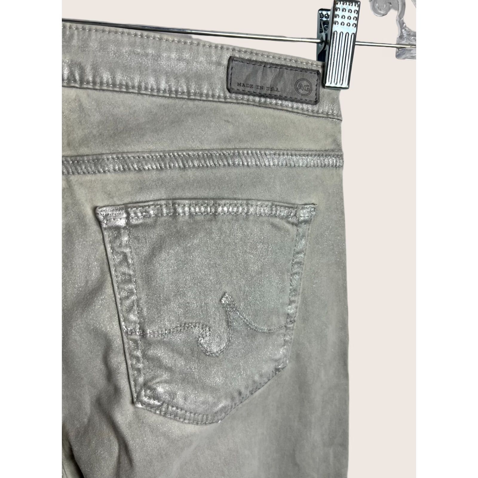 Vintage AG Adriano The Absolute Legging Extreme Skinny Coated Jean Women 26 Silver USA Size 26" / US 2 / IT 38 - 1 Thumbnail
