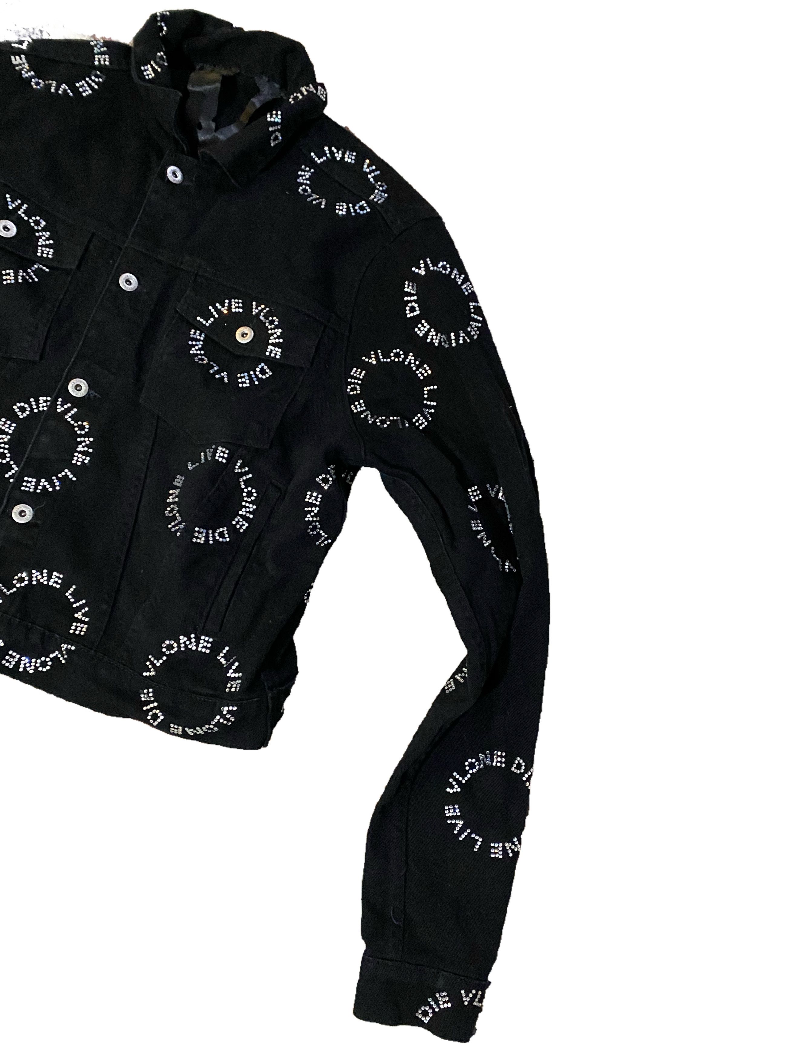 Vlone Black Rhinestone Live Vlone Die Vlone Denim Jacket | Grailed