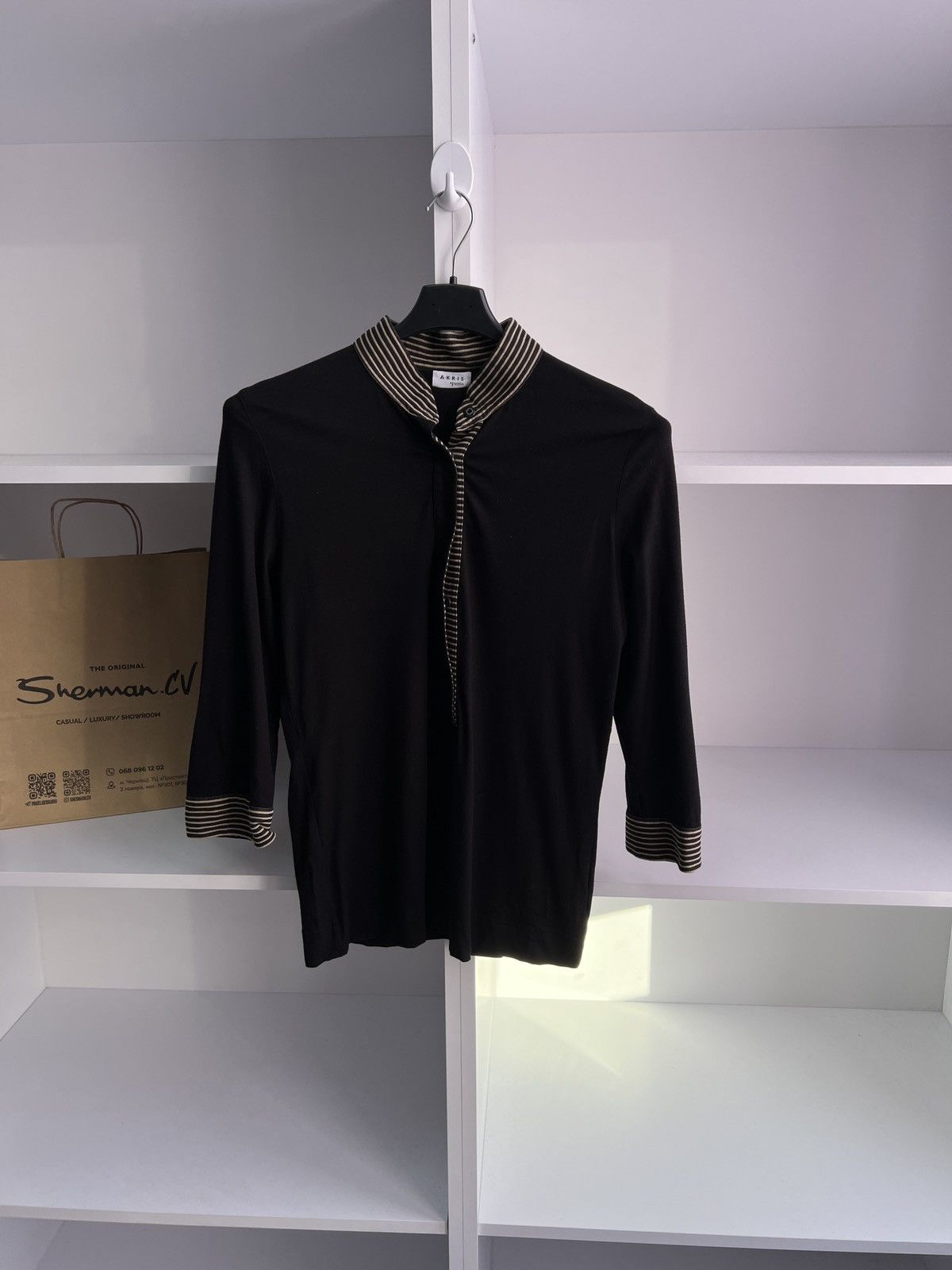 Akris × Designer × Vintage Vintage Akris Women’s Black Designer Blouse Size XL / US 12-14 / IT 48-50 - 4 Thumbnail