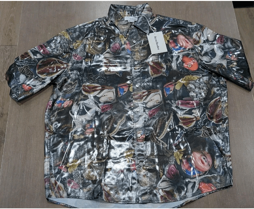 Acne Studios ACNE STUDIOS "Per B Sunberg" Print Camp Shirt Black 50 Size US M / EU 48-50 / 2 - 1 Thumbnail
