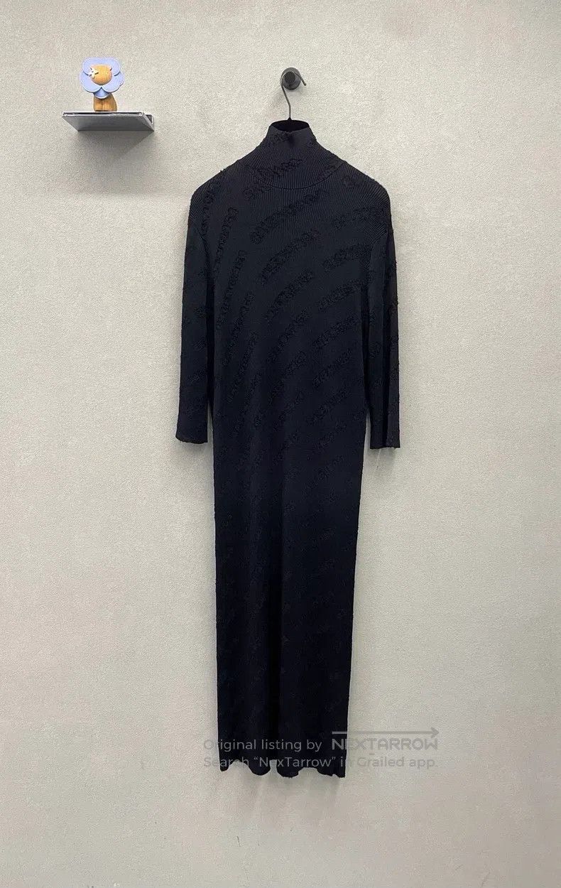 Balenciaga Balenciaga Black Logo Stand Collar Ribbed Long Dress Size S / US 4 / IT 40 - 2 Thumbnail