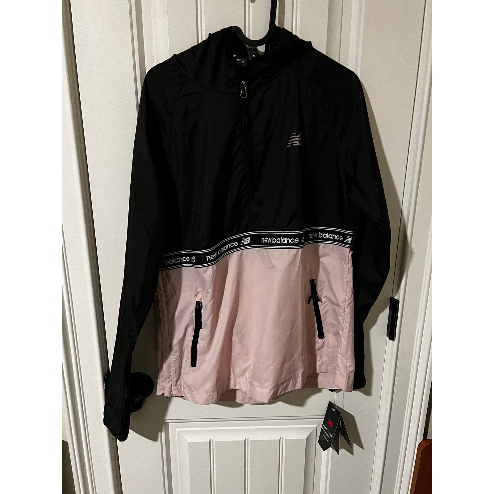 New Balance Jacket Color Blocked Windbreaker Logo Hooded 1/4 Zip Up Pink Size M / US 6-8 / IT 42-44 - 2 Thumbnail