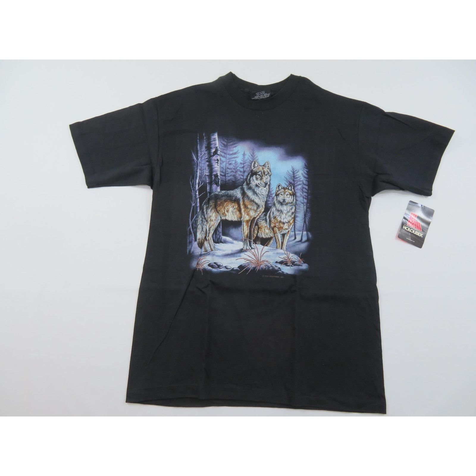 Other Wolf Wolves Forest Graphic Haloubek Black T-shirt Sz L 90s Size US L / EU 52-54 / 3 - 1 Thumbnail