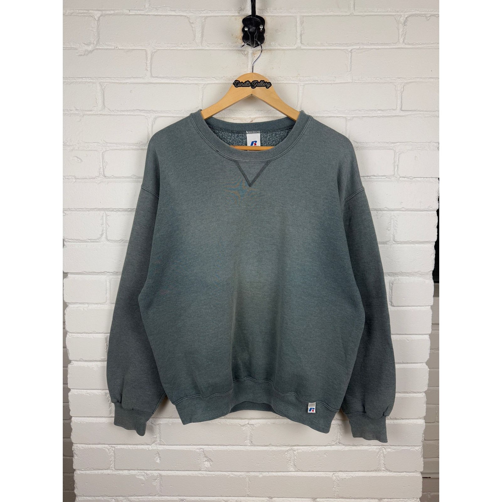 Vintage Russell Athletic Cropped Boxy Sweatshirt Size L Blue Tone Size US L / EU 52-54 / 3 - 1 Thumbnail