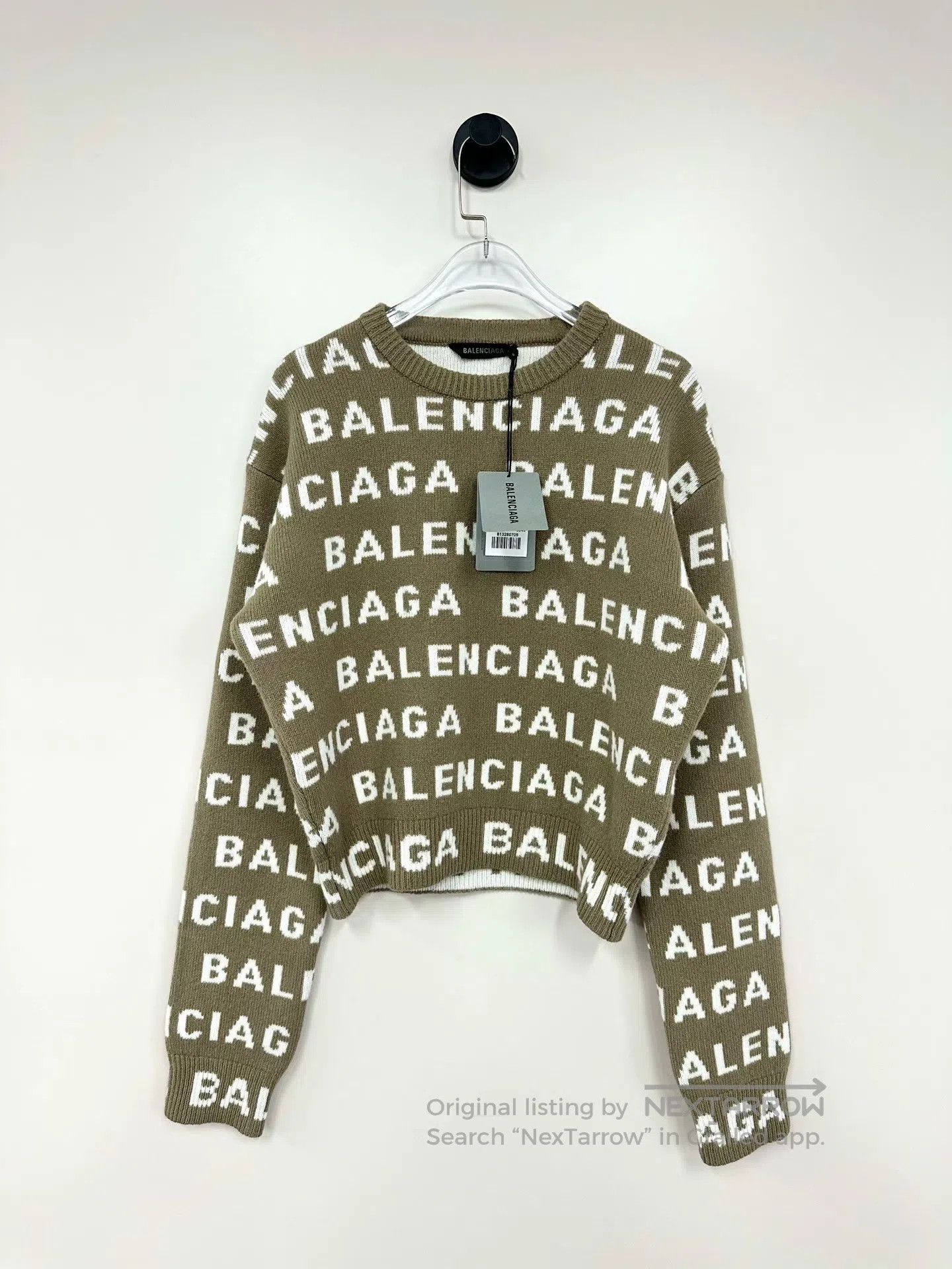 Balenciaga Balenciaga Light brown logo print knit sweater| Size US XS / EU 42 / 0 - 1 Thumbnail