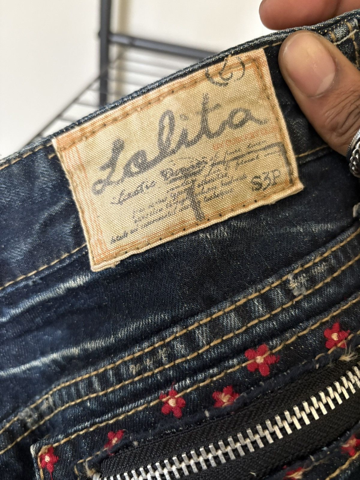 Japanese Brand Floral Embroidered Y2K Lolita Jeans by Concert Club Size US 32 / EU 48 - 6 Thumbnail