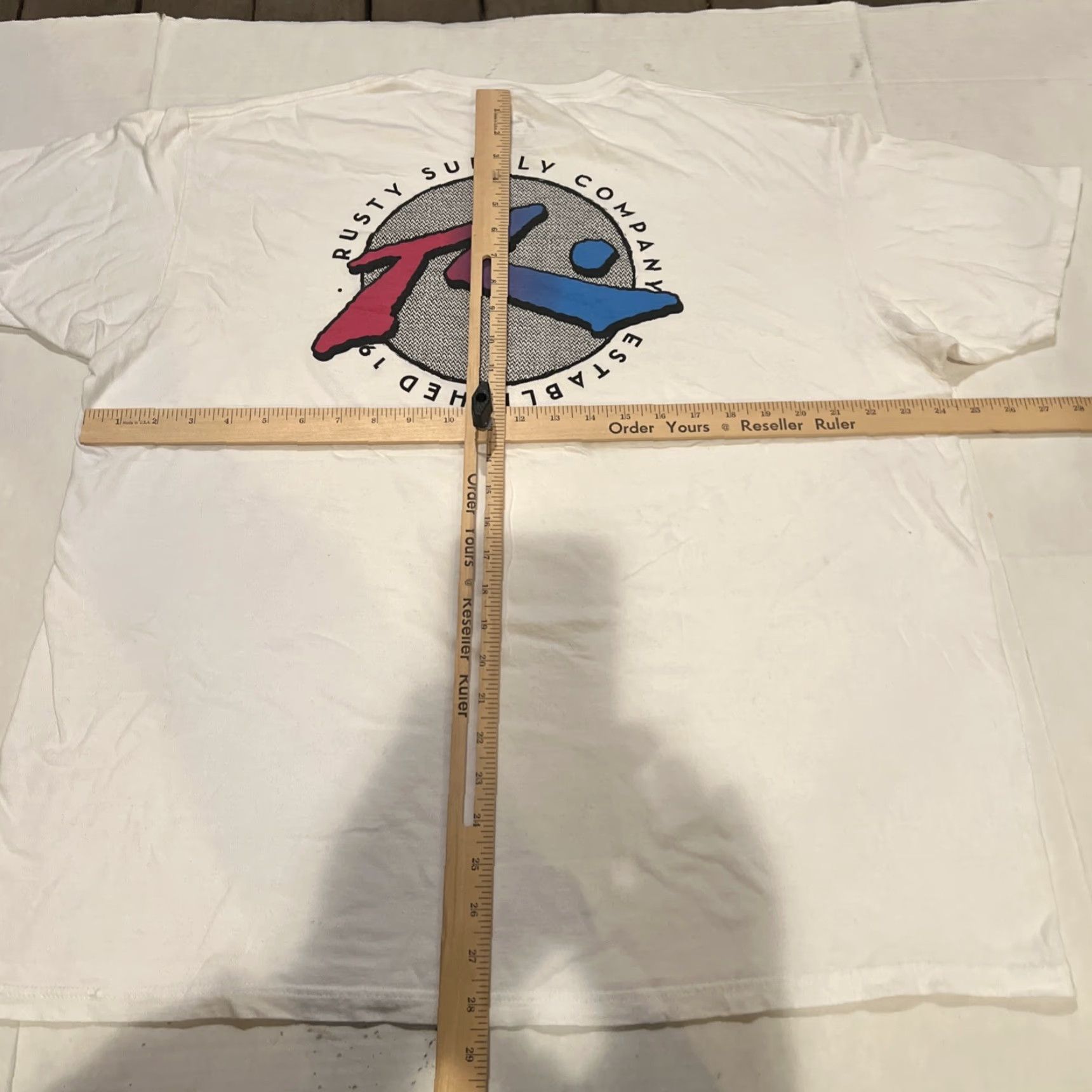 Rusty VINTAGE Rusty Shirt Surfer 2XL White Crew Neck Graphic Print Logo 80s Surfer Mens Regular Beach USA New Size US XXL / EU 58 / 5 - 6 Thumbnail