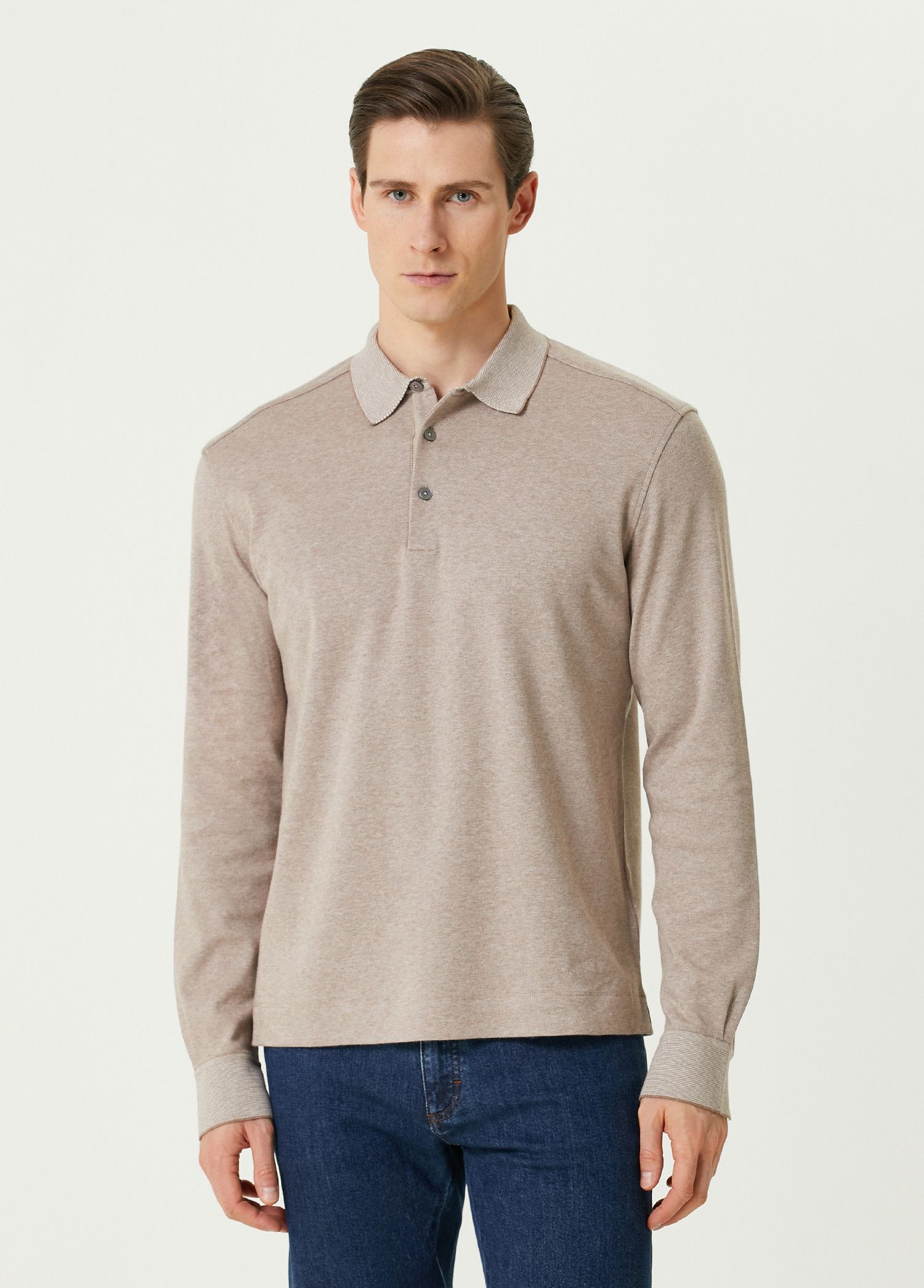 Ermenegildo Zegna ZEGNA beige long sleeve knit polo shirt Size Large Size US L / EU 52-54 / 3 - 1 Thumbnail