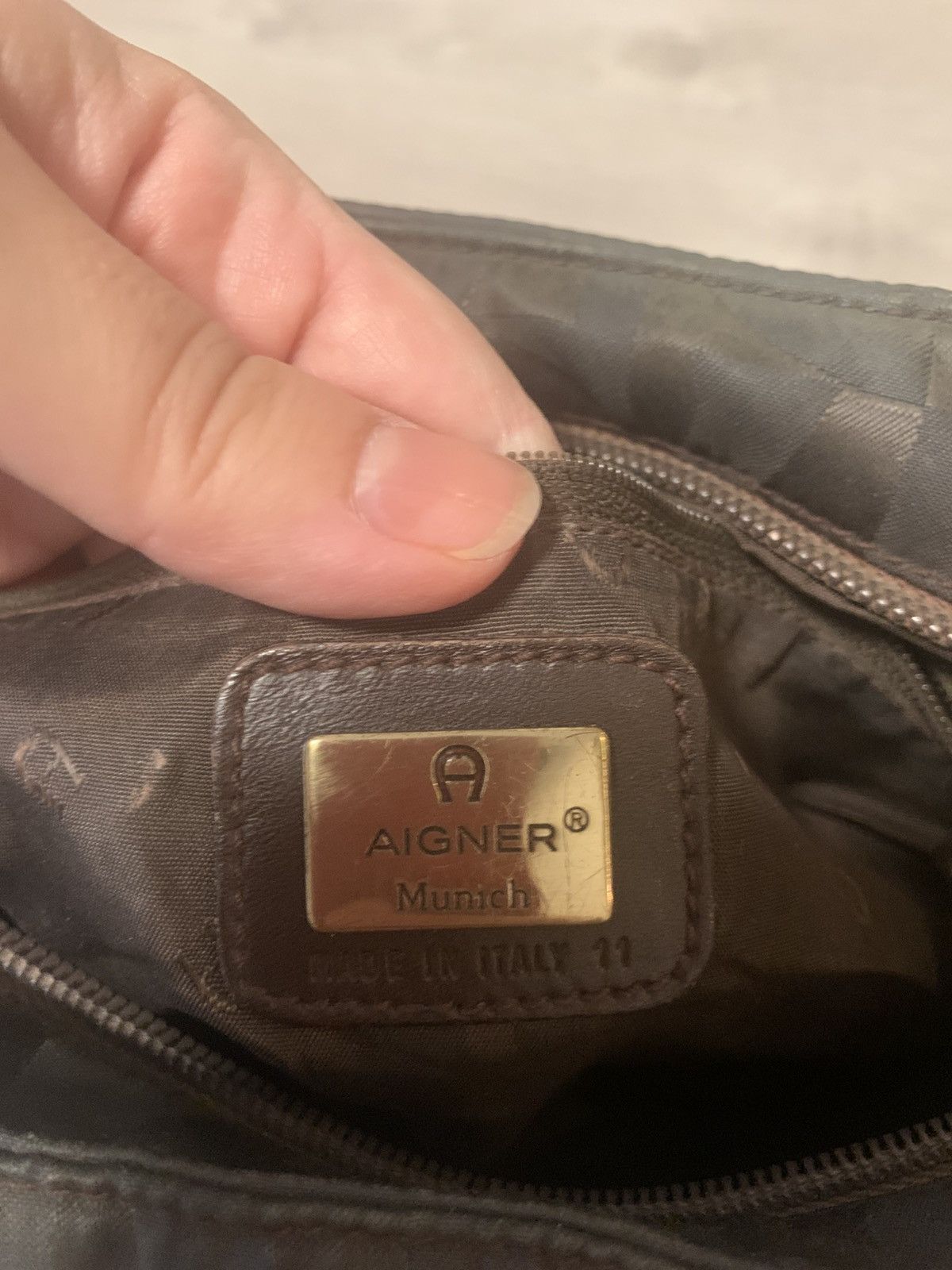 Aigner Aigner Handbag Brown Leather & fabric Size ONE SIZE - 11 Thumbnail