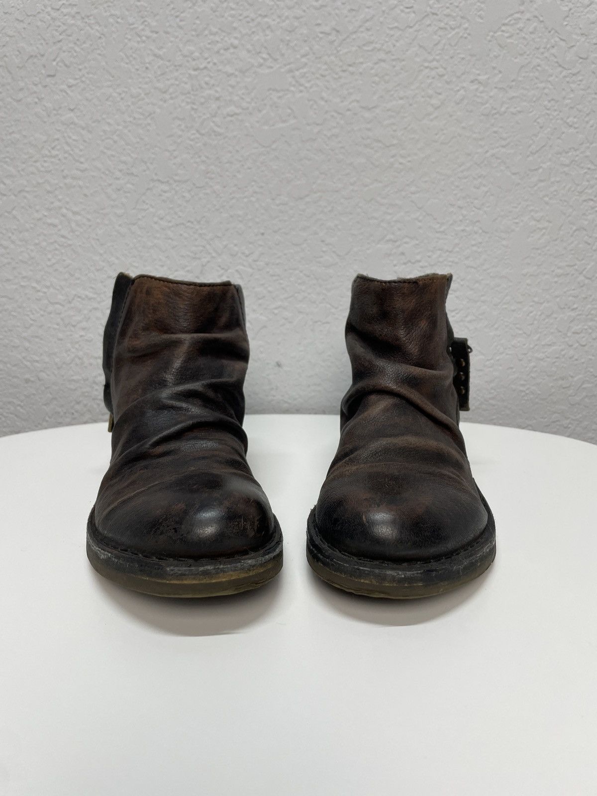 If Six Was Nine Vintage Italian AS 98 Rick Owens Style Leather Biker Boots Size US 5.5 / EU 38 - 5 Thumbnail