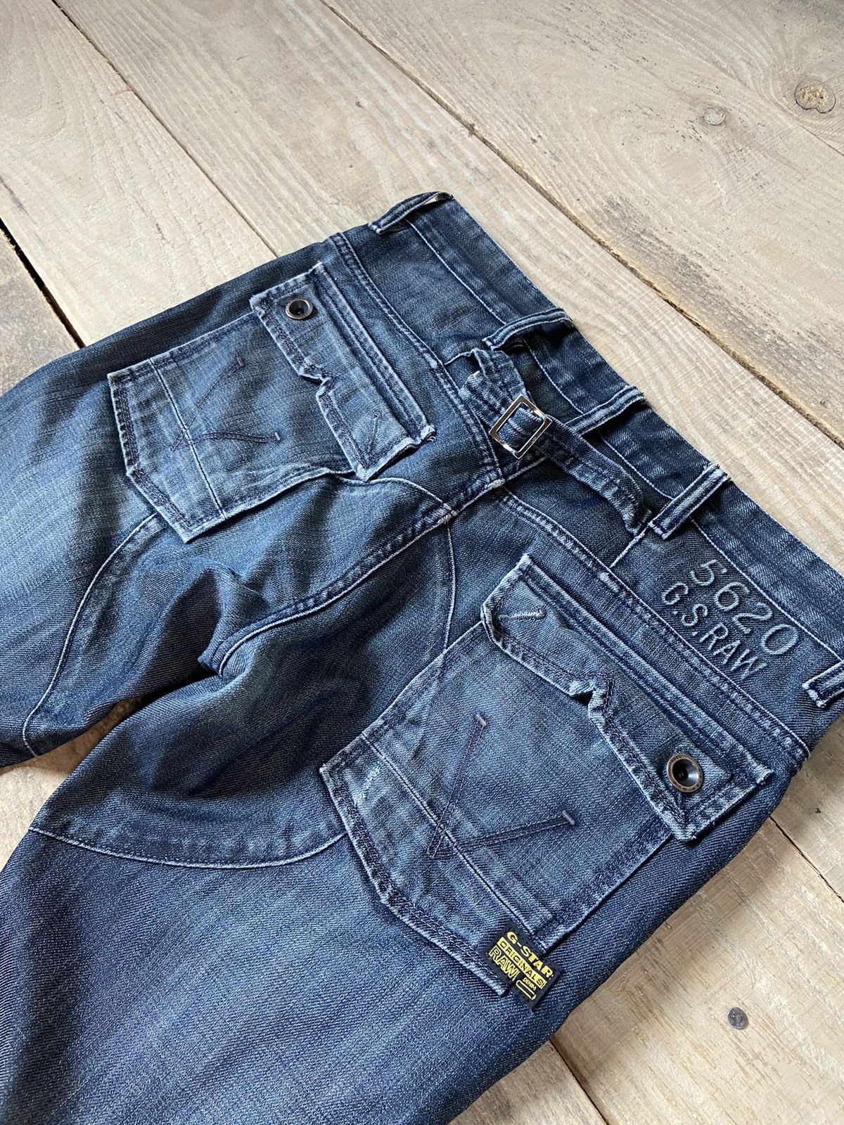 G-Star × Vintage Vintage G Star Raw biker pants 3D denim y2k Size US 34 / EU 50 - 4 Thumbnail