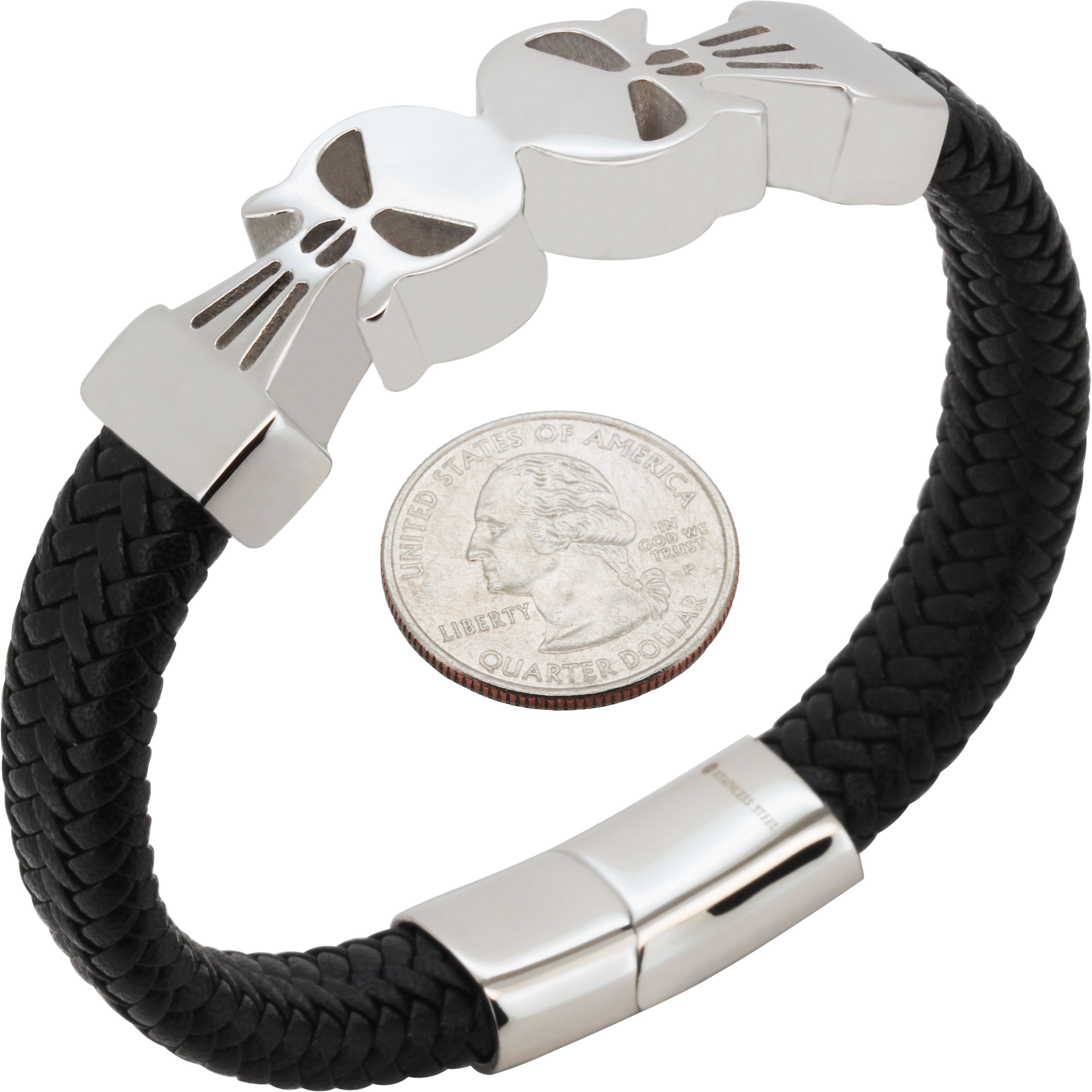 Other 316L Stainless Steel 17mm Skull Leather Bracelet 8.5” Size ONE SIZE - 1 Preview