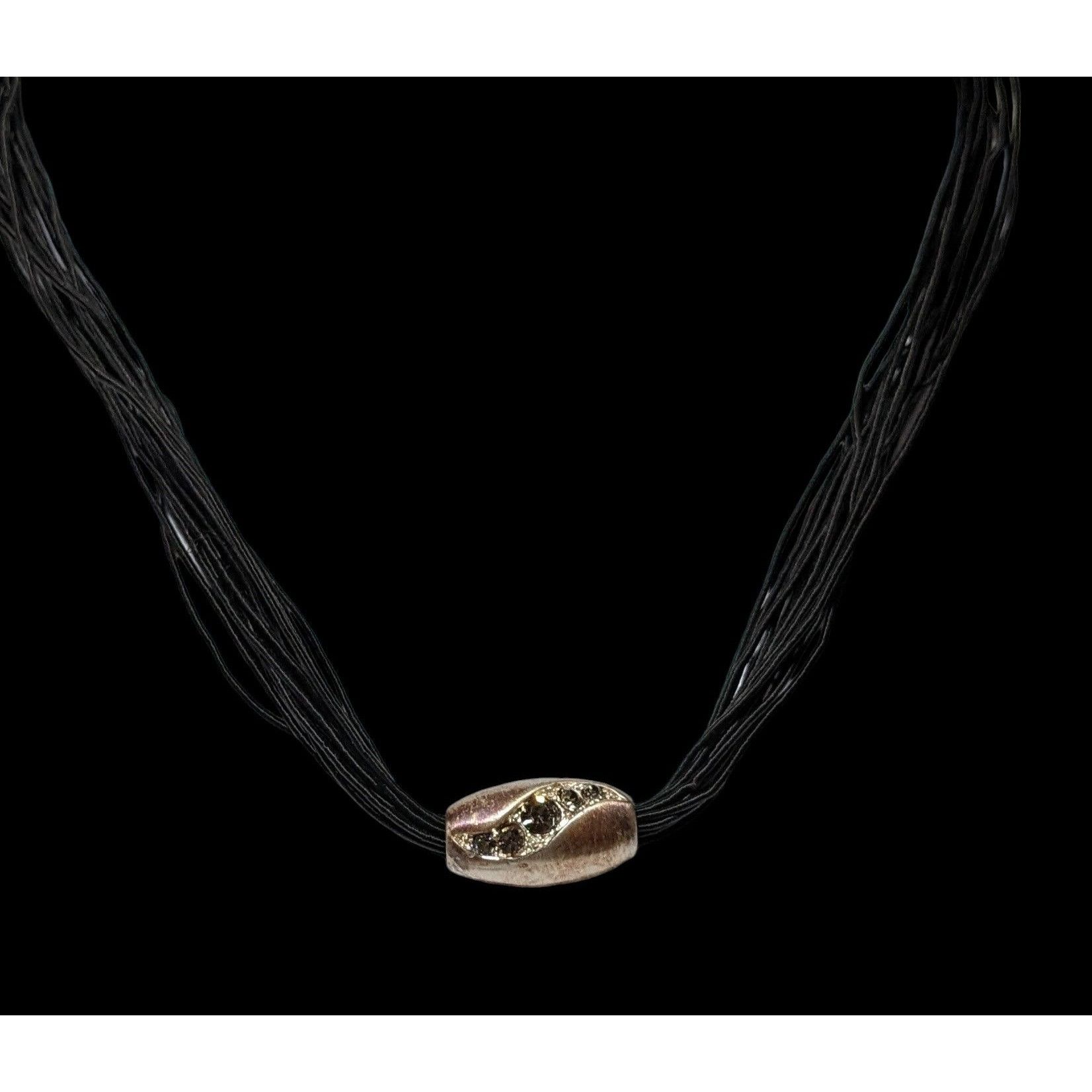 Other Modern Gem Inlaid Silver Barrel Pendant Necklace Size ONE SIZE - 3 Thumbnail