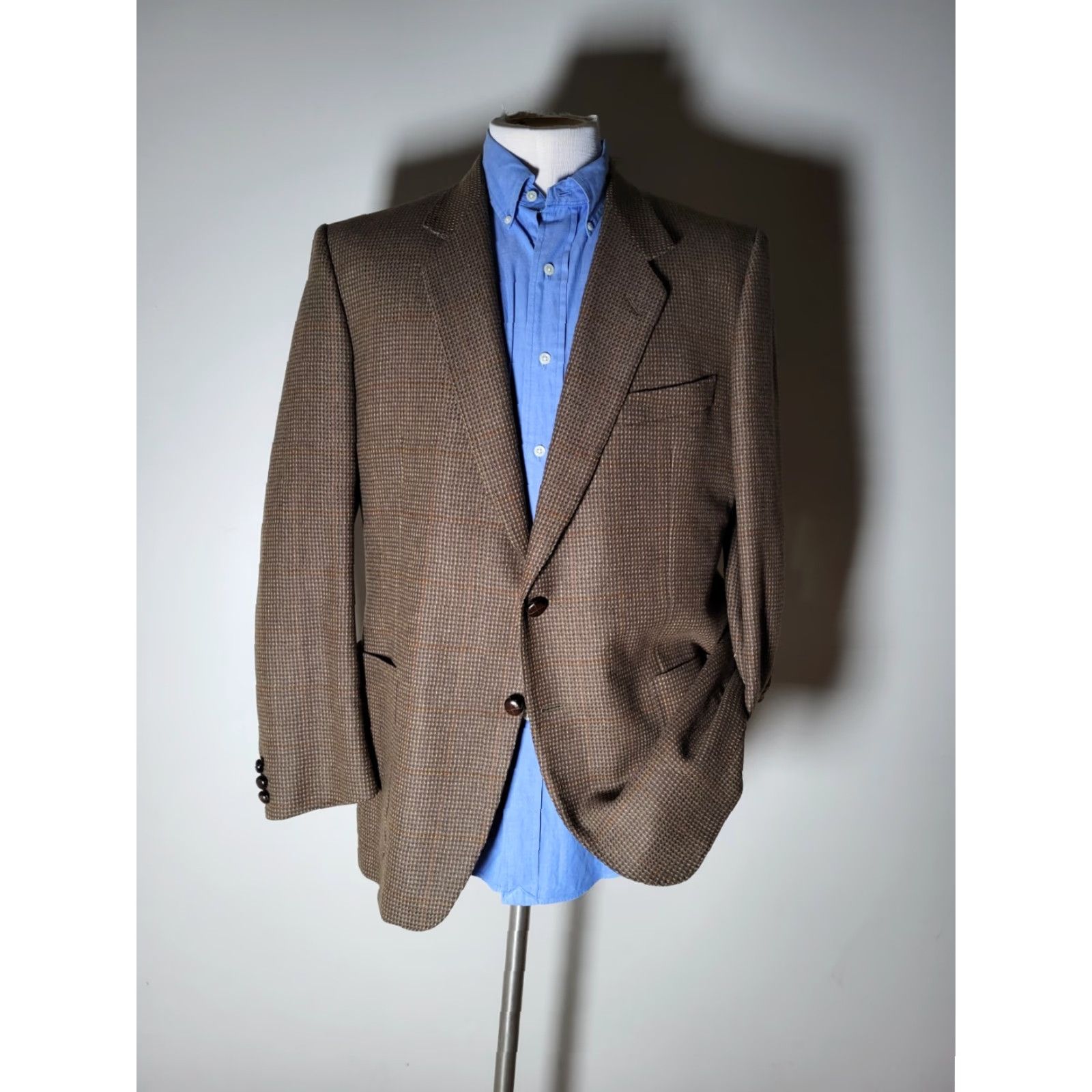 Vintage twenty four collection Sport Coat Jacket Wool Tweed Brown 44R Mens Notch Lapel Single-Breasted Two-Button Check Fleck 56 EU New Without Tags Size US S / EU 44-46 / 1 - 3 Thumbnail
