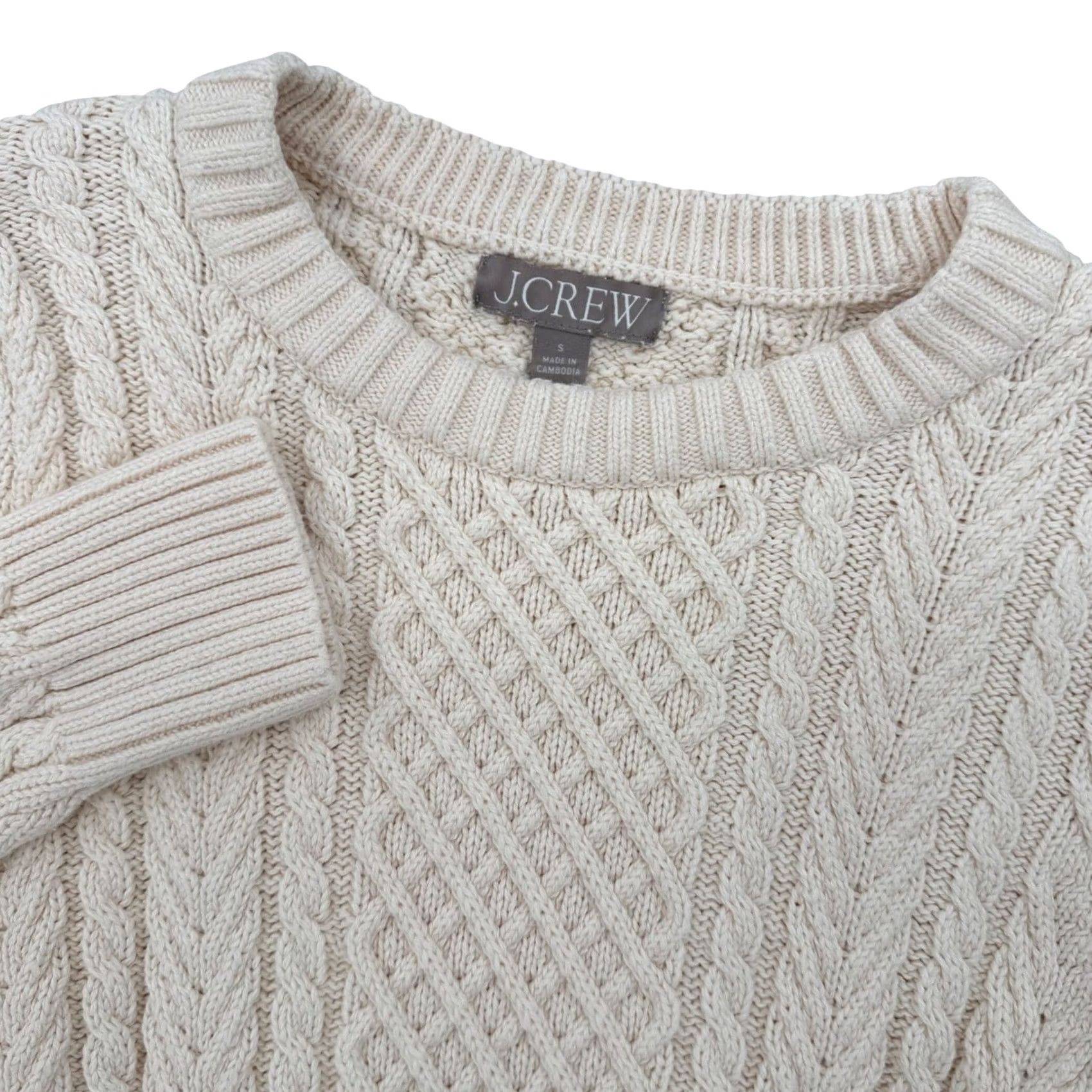 J.Crew J.Crew Womens Cream Cable Knit Cotton Crewneck Sweater Size Small Size S / US 4 / IT 40 - 2 Thumbnail